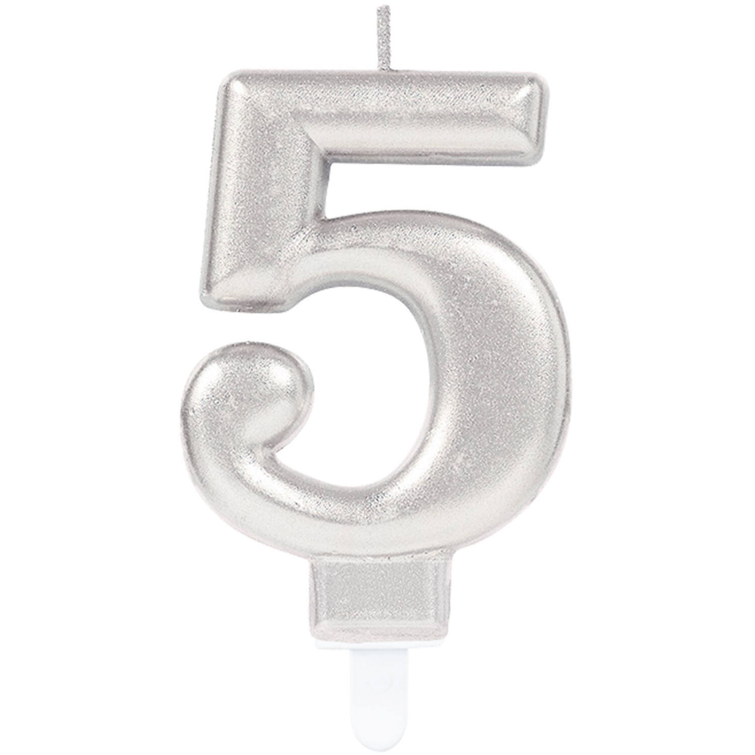 Number Candle 5 Starlight Birthday Silver Height 9.3 cm