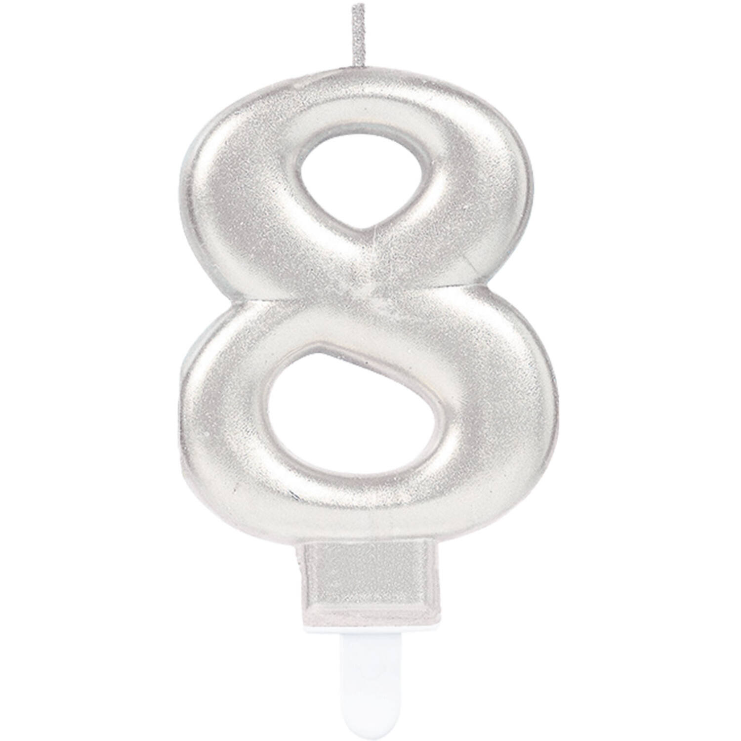 Number Candle 8 Starlight Birthday Silver Height 9.3 cm