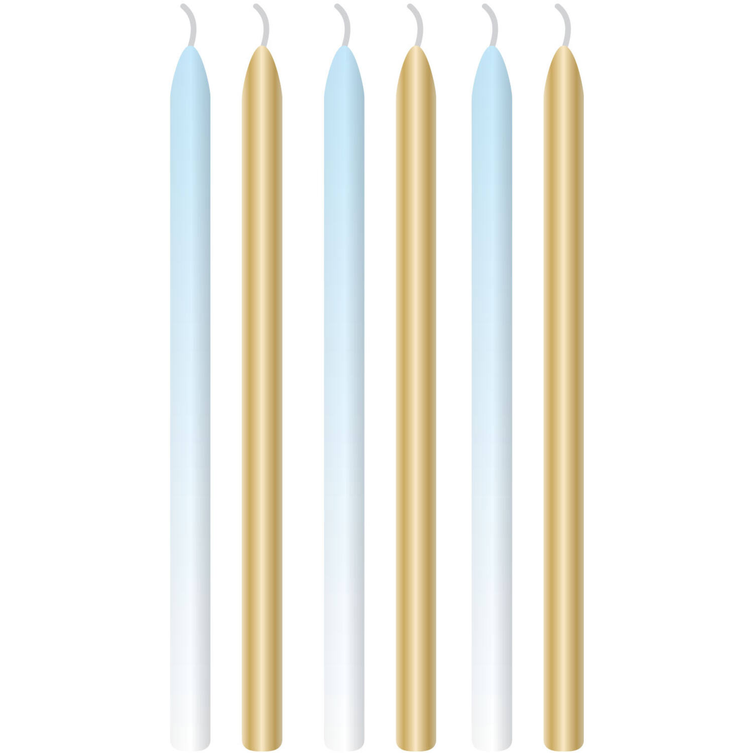 6 Candles 1st Birthday Blue Ombre Wax / Plastic Height 12cm