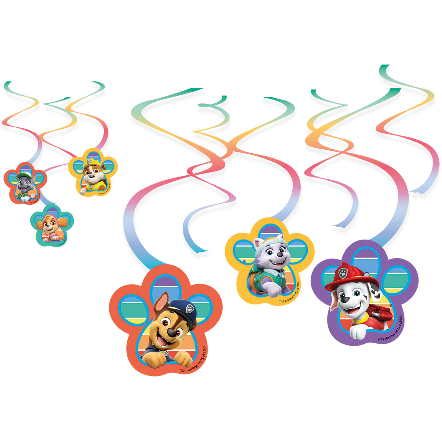 6 Swirl Decorations Paw Patrol 2022 Paper Length 60 cm