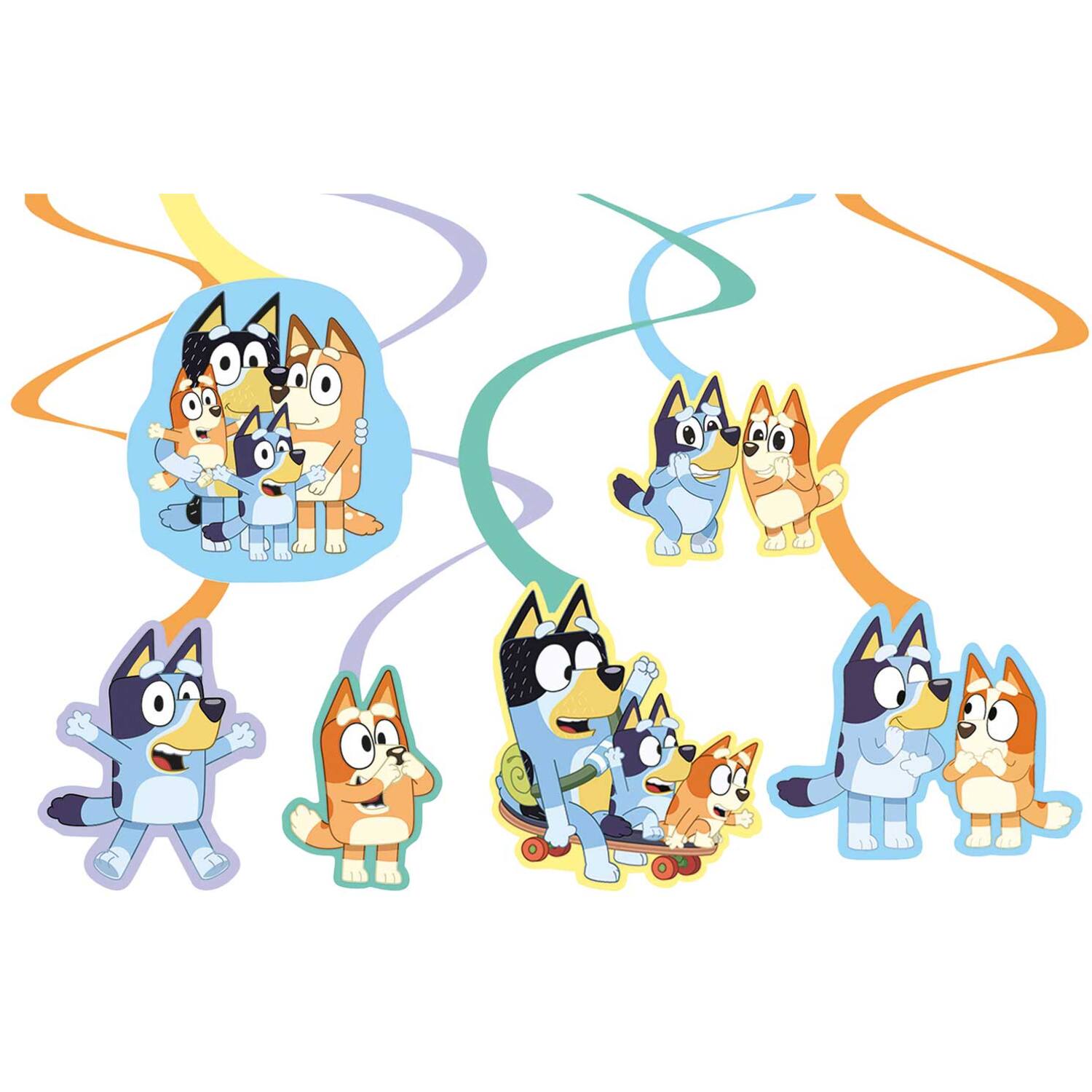 6 Swirl Decorations Bluey Paper