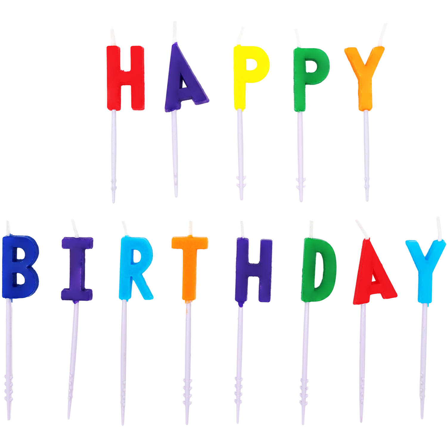 13 Letter Candles Happy Birthday Multicolour Height 6 / 7.7 cm