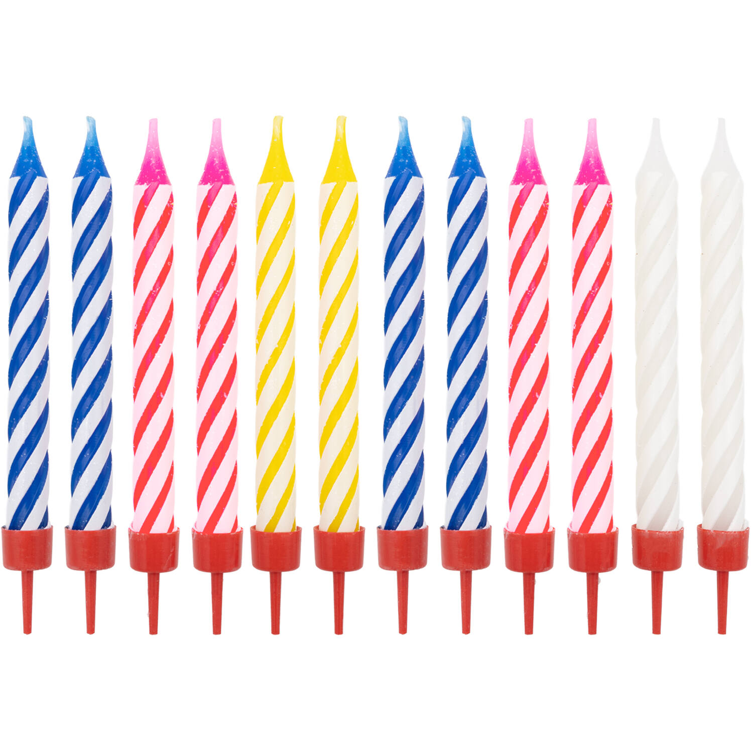 12 Spiral Candles Assorted Height 8.3 cm