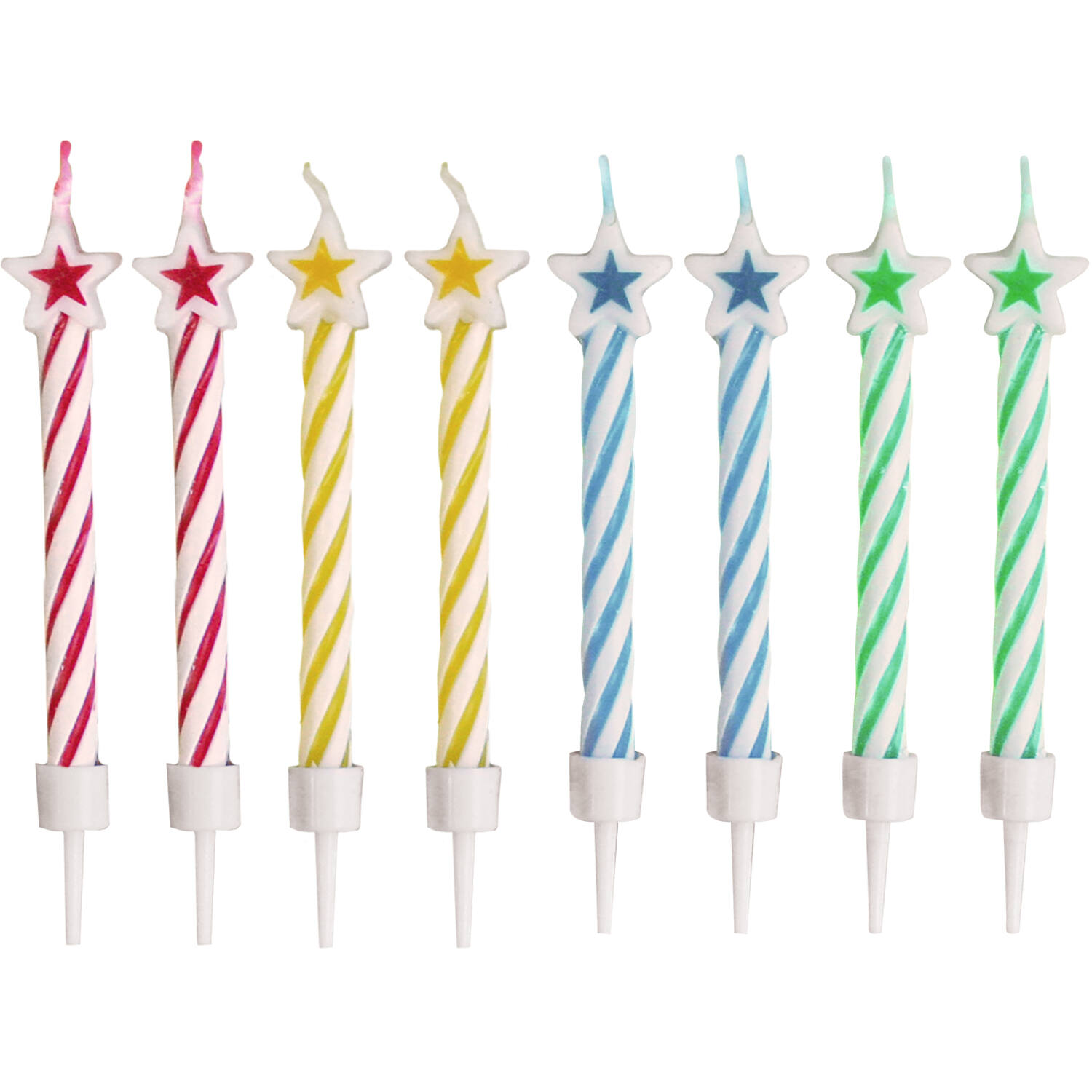8 Spiral Candles with Star Assorted Height 6.3 cm