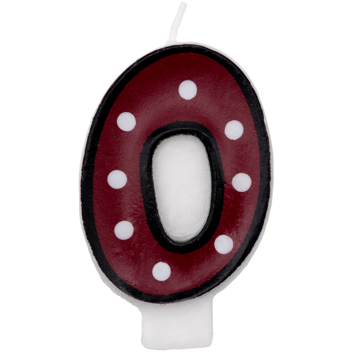 Numeral Candle 0 Dots & Black Border Height 7.6 cm