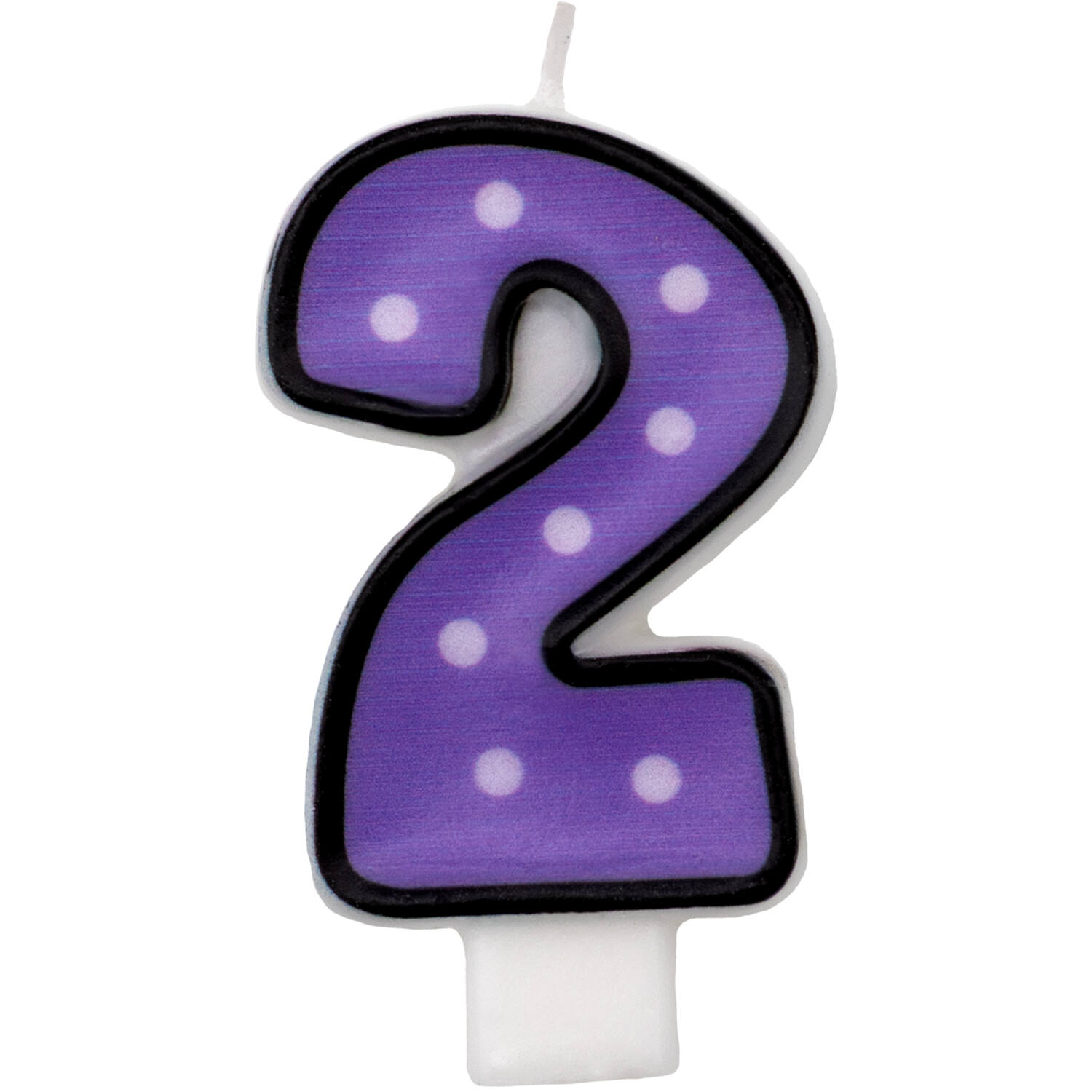 Numeral Candle 2 Dots & Black Border Height 7.6 cm