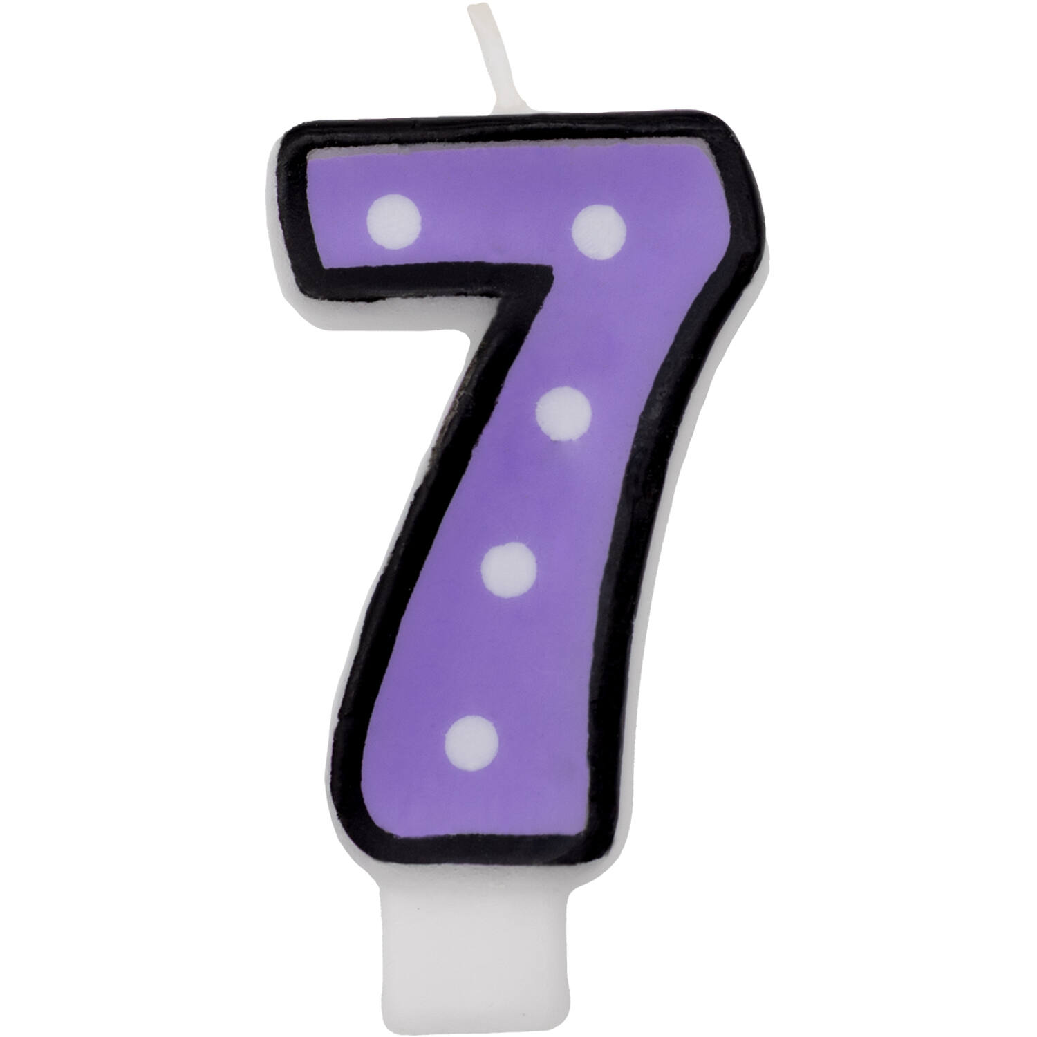 Numeral Candle 7 Dots & Black Border Height 7.6 cm