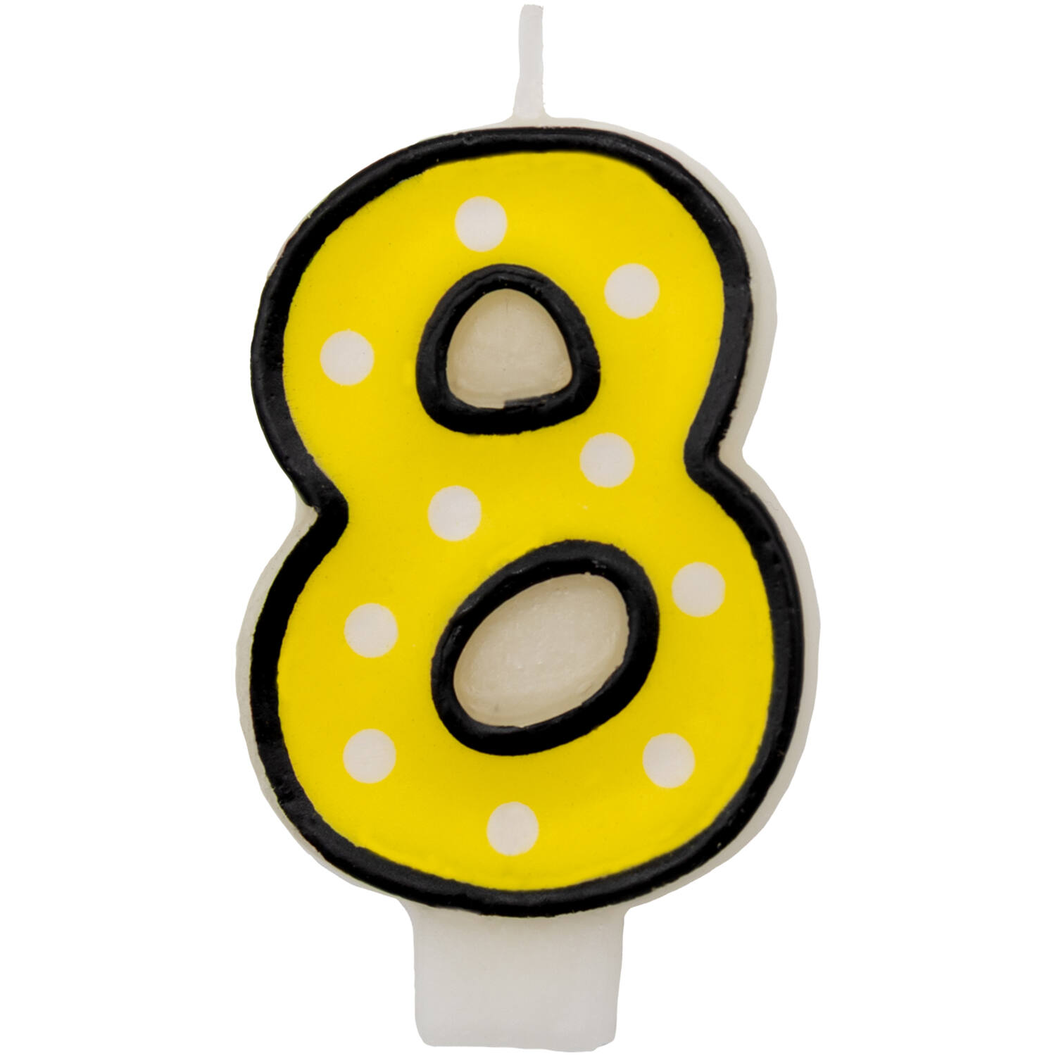 Numeral Candle 8 Dots & Black Border Height 7.6 cm