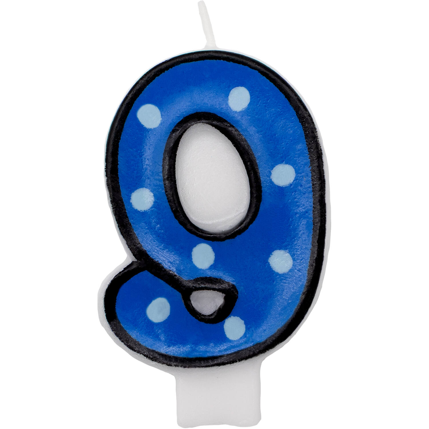 Numeral Candle 9 Dots & Black Border Height 7.6 cm