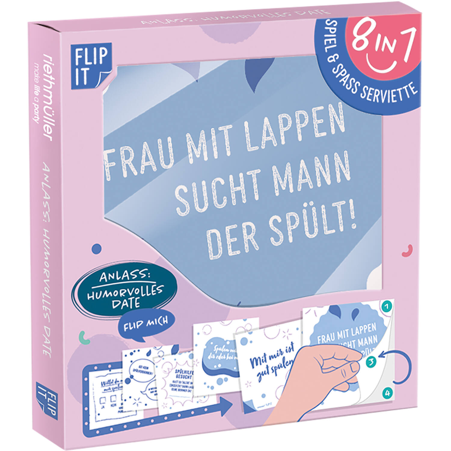 12 Flip Napkins Humorous Date Night GER Double-Sided Print 33 x 33 cm