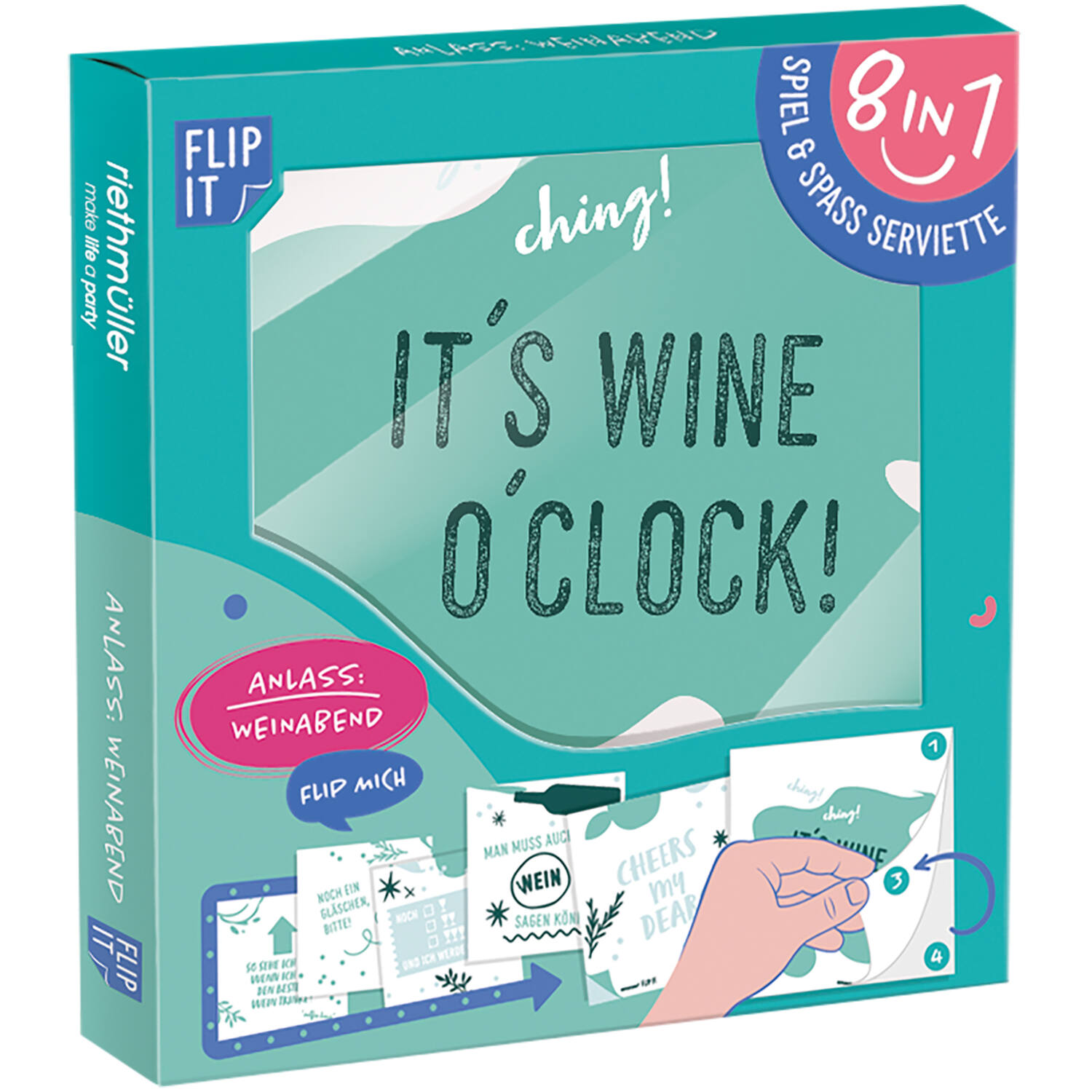 12 Flip Napkins Wine Evening GER Double-Sided Print 33 x 33 cm