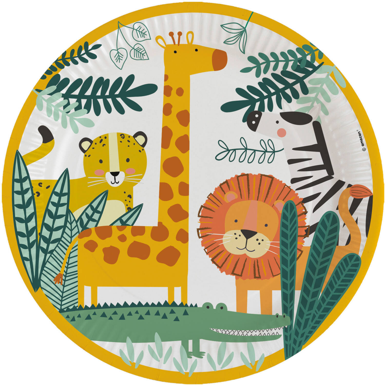 8 Plates Get Wild Round Paper 23 cm