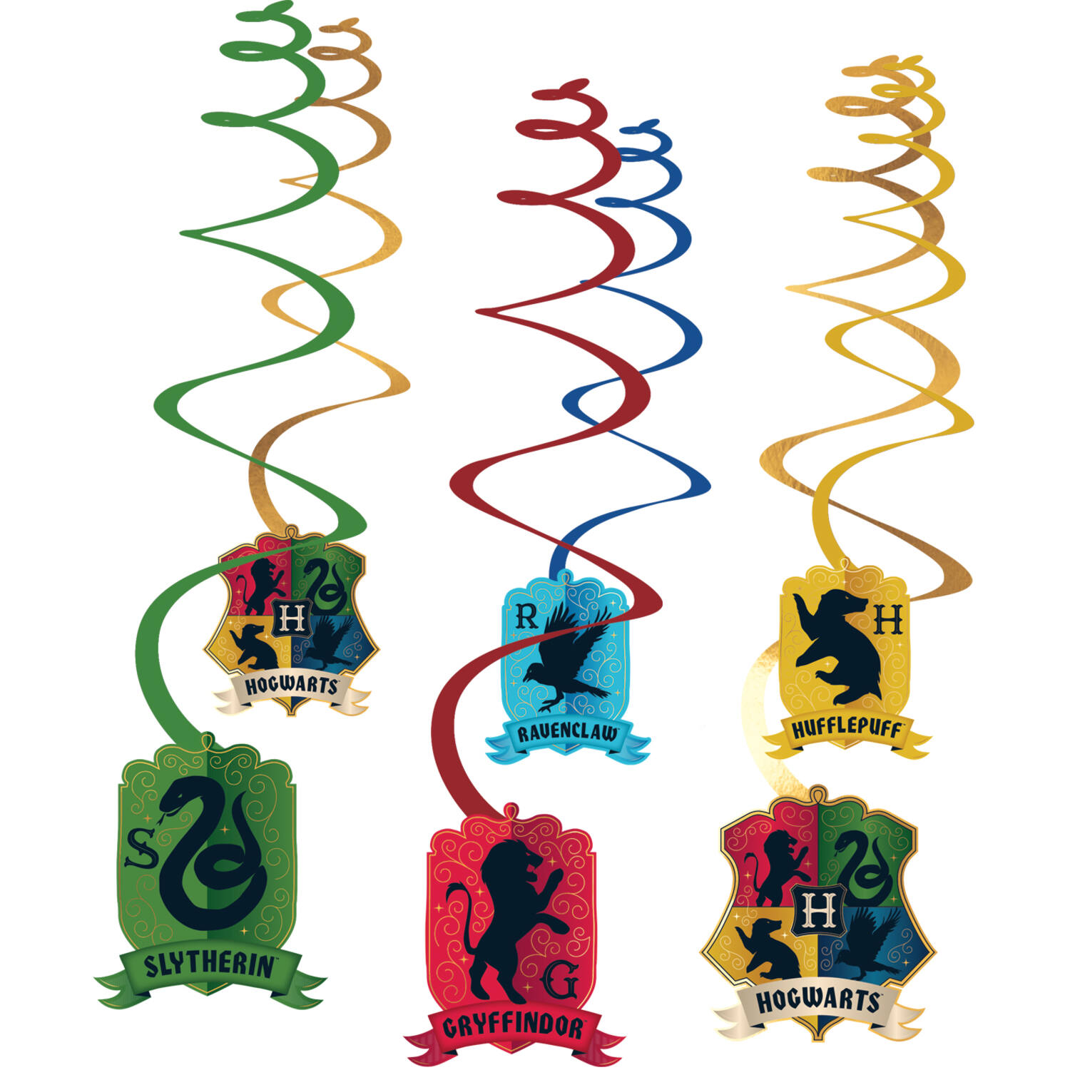 6 Swirl Decoration Harry Potter Houses Paper Length 60 cm