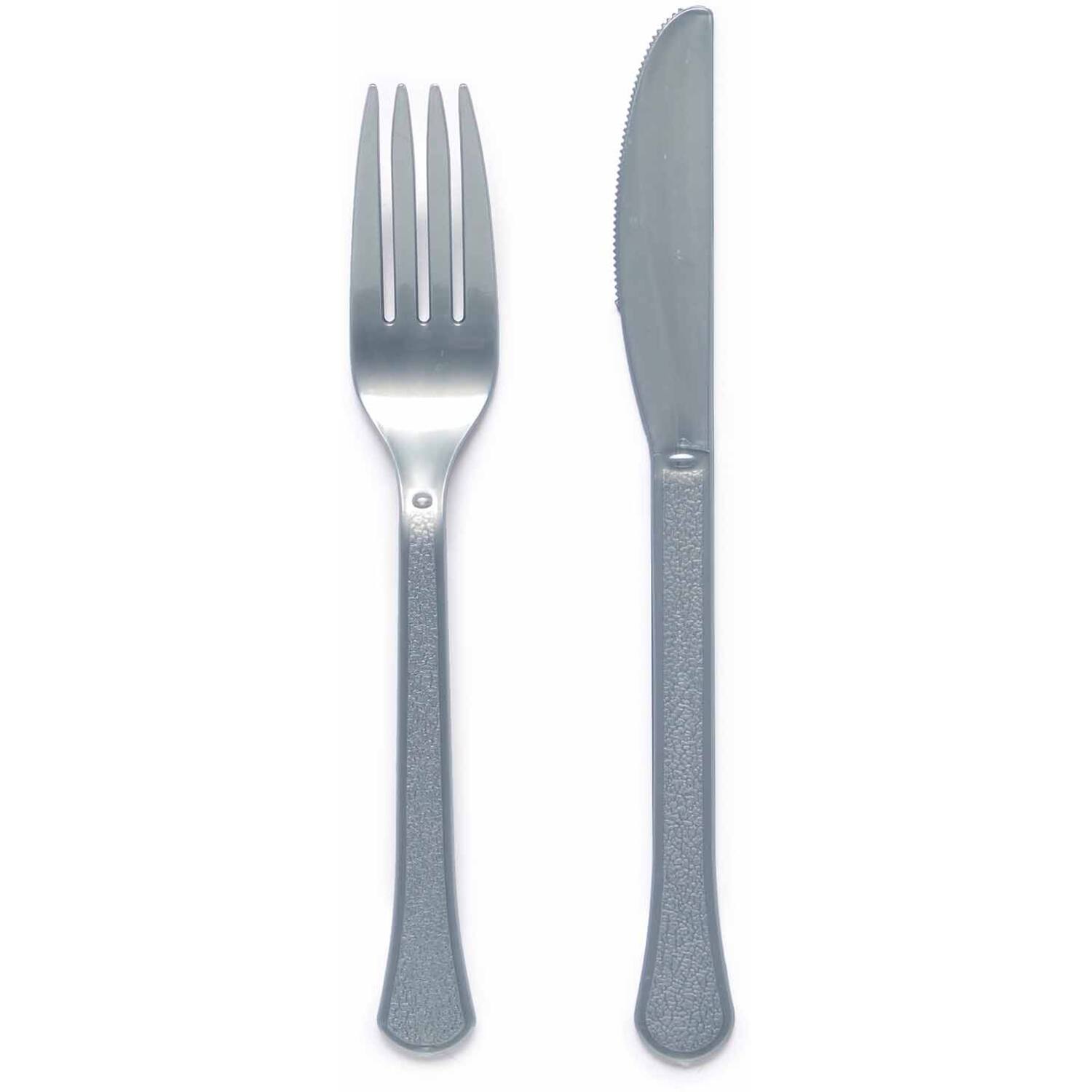 Cutlery Plastic Graphite 24 Pieces