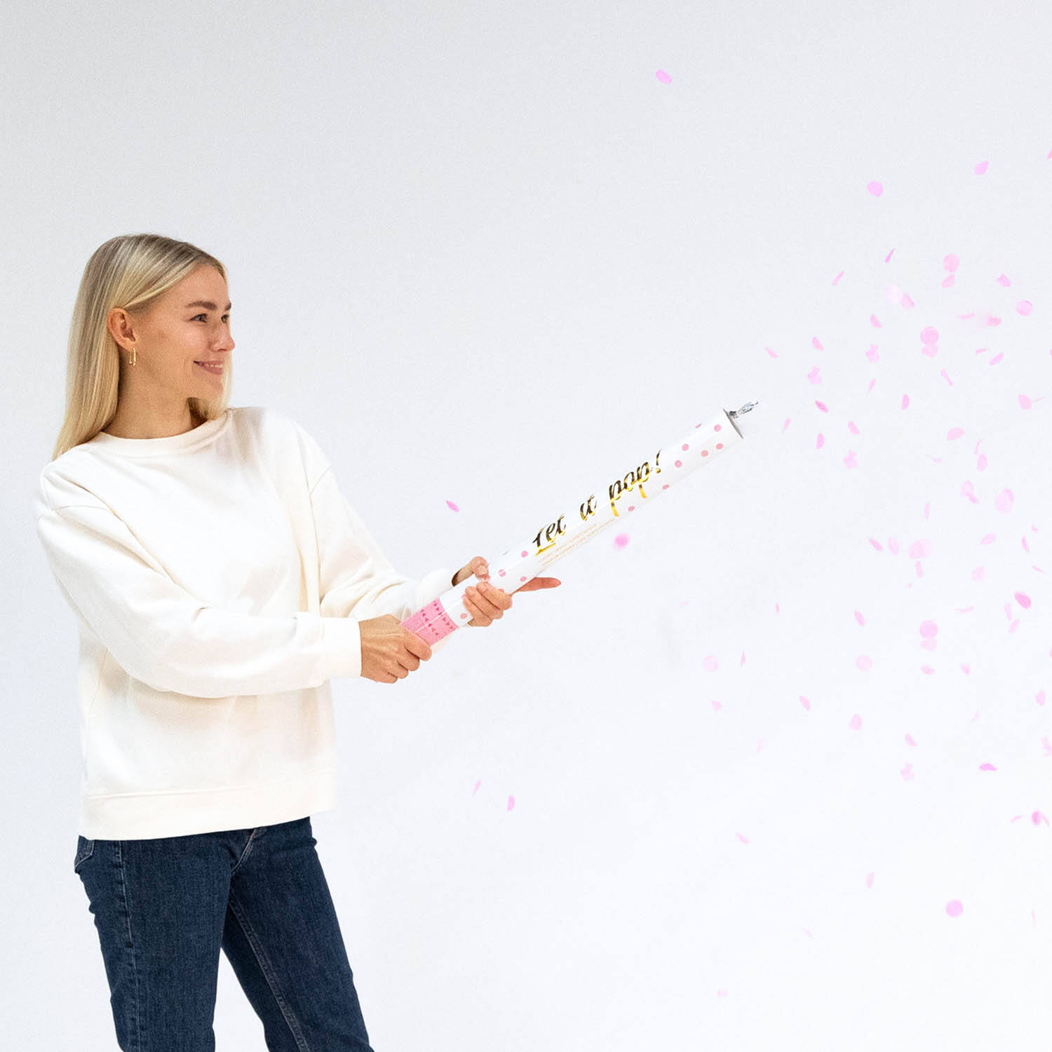 Confetti Cannon Pink Round Paper 60 cm
