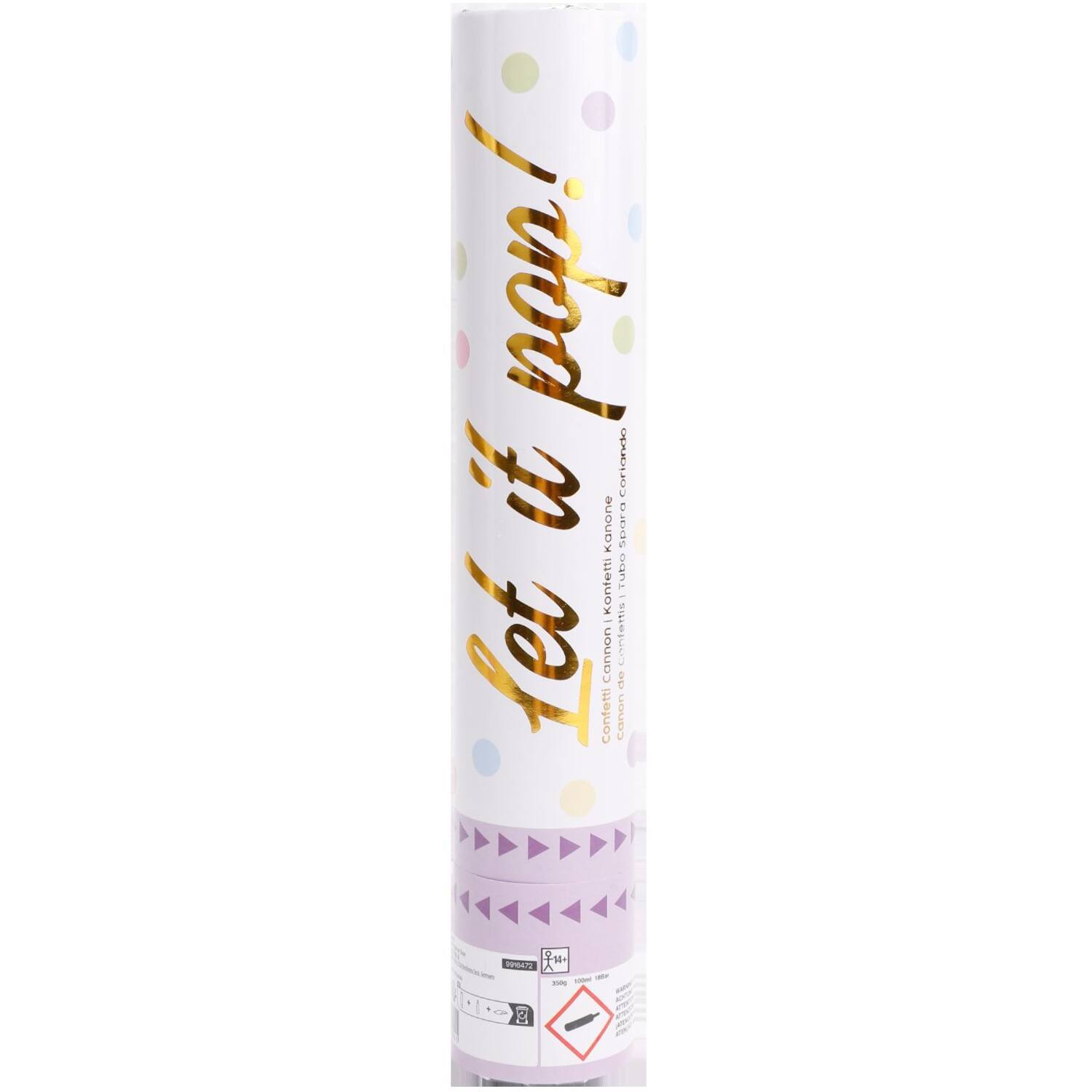 Confetti Cannon Multicolor Round Pastel Paper 28 cm