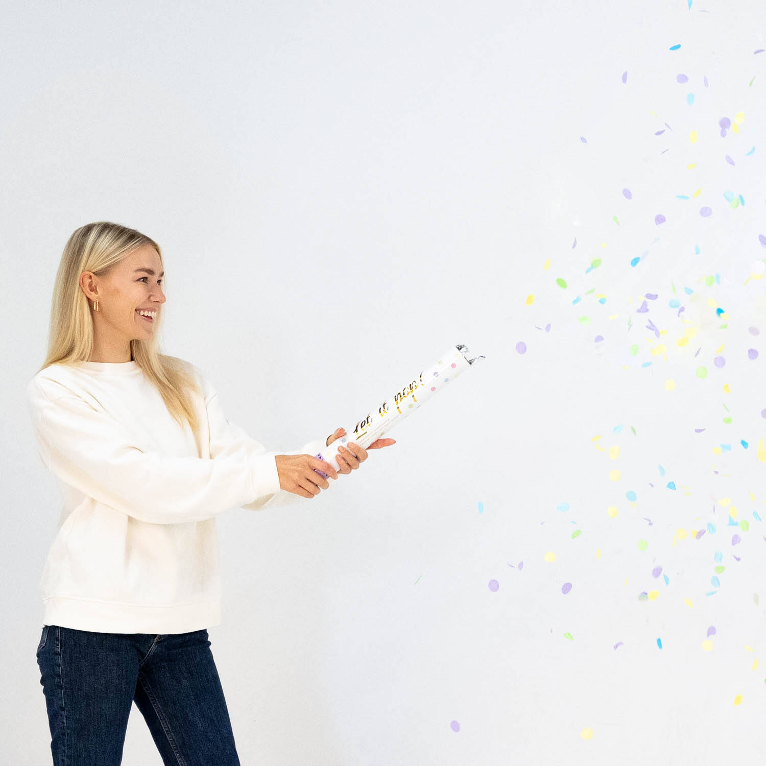 Confetti Cannon Multicolor Round Pastel Paper 40 cm