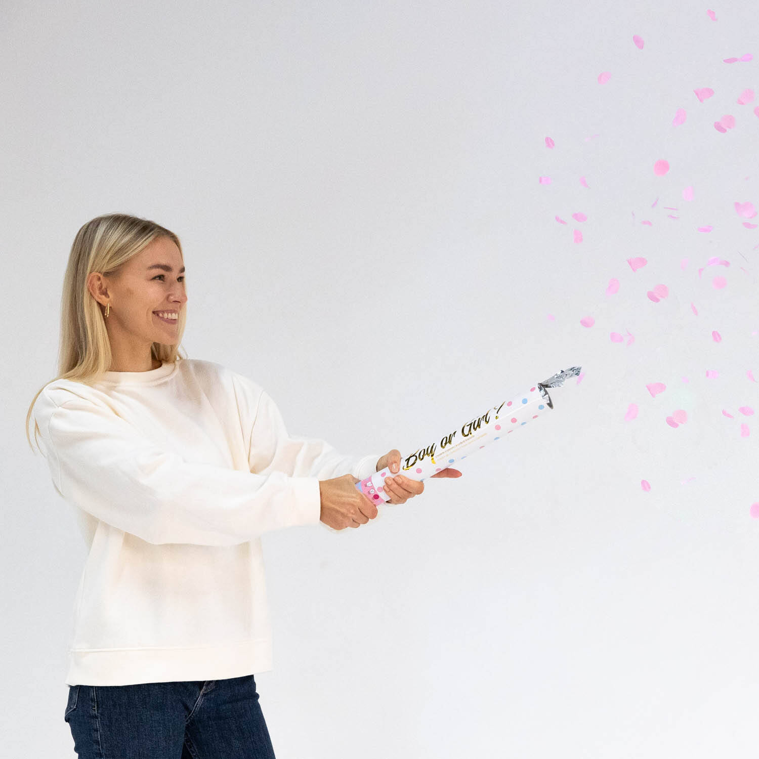 Confetti Cannon Gender Reveal Girl Round Paper 40 cm