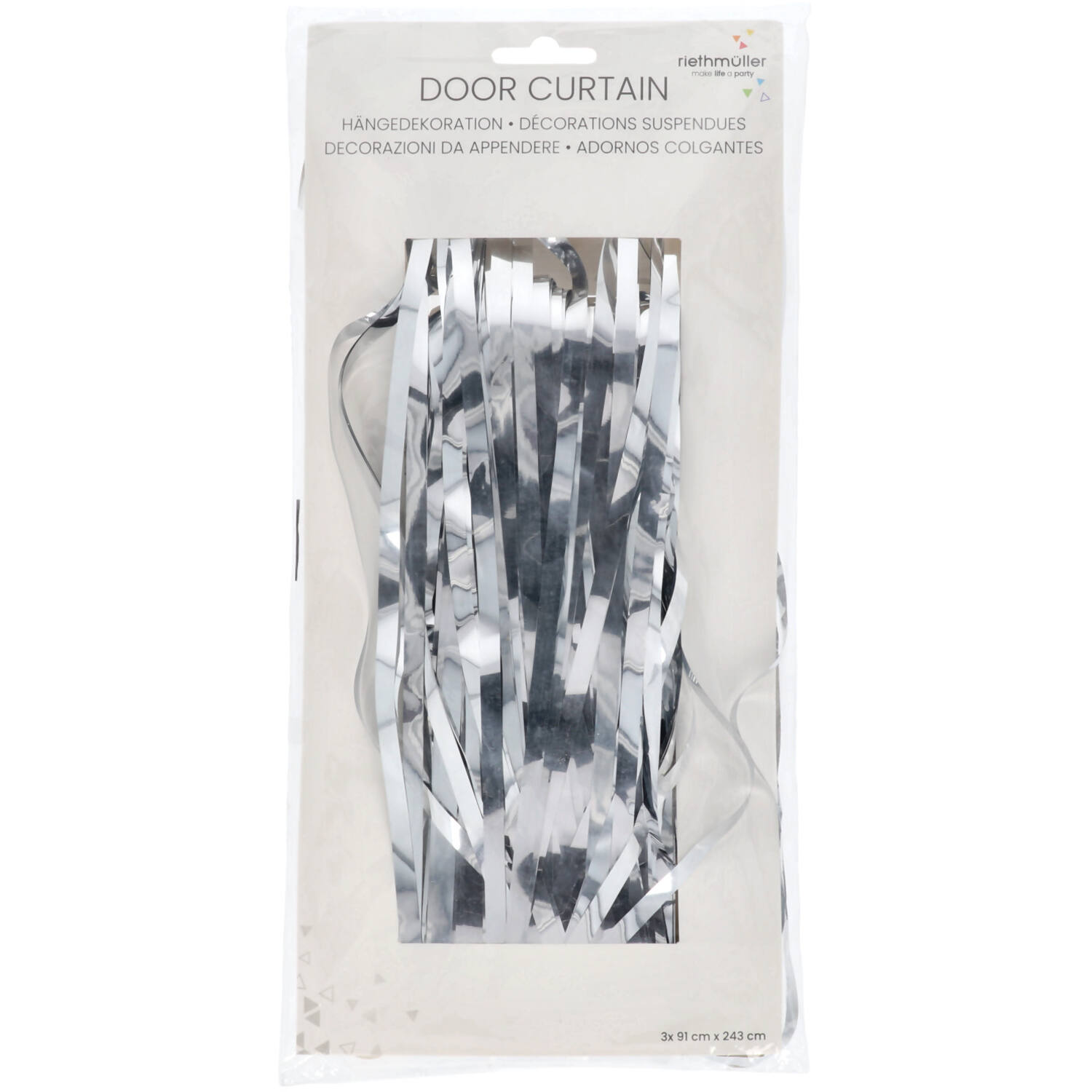 Door Curtain Silver Metallic Plastic 243 x 91.4 cm