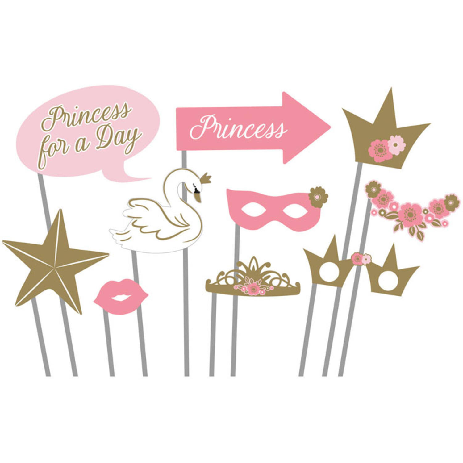 Photo Booth Kit Princess for a Day Paper / Plastic 10 Pieces