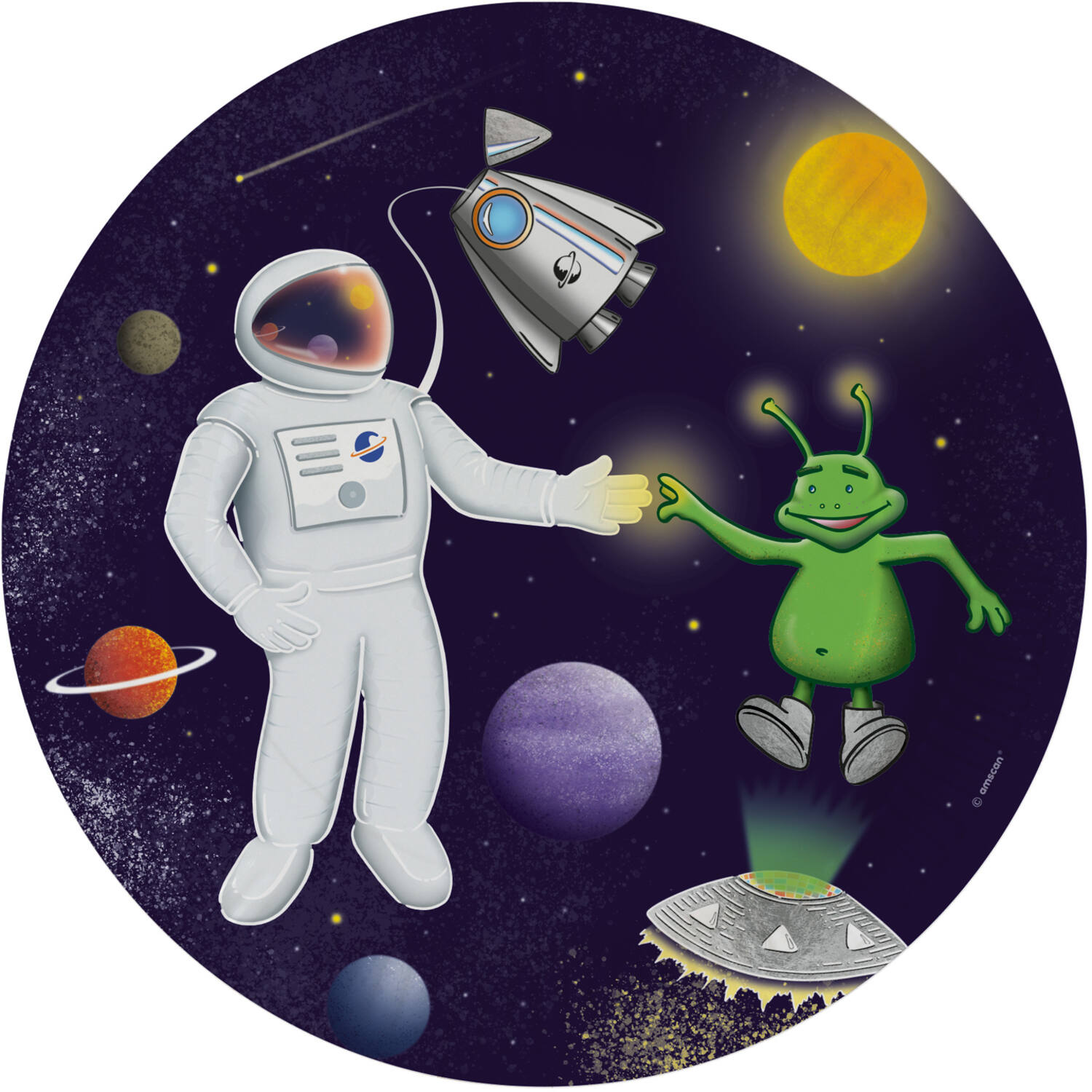 8 Plates Space Party Round Paper 23 cm