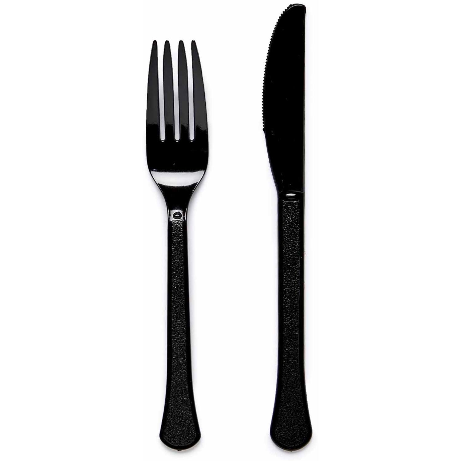 Cutlery Plastic Charcoal 24 Pieces