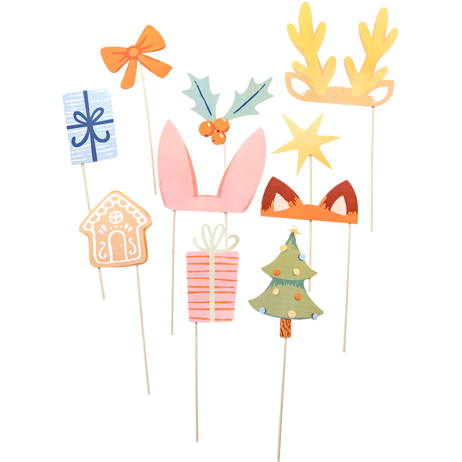 Photo Booth Kit Winter Woodland Paper / Wood 10 Pieces