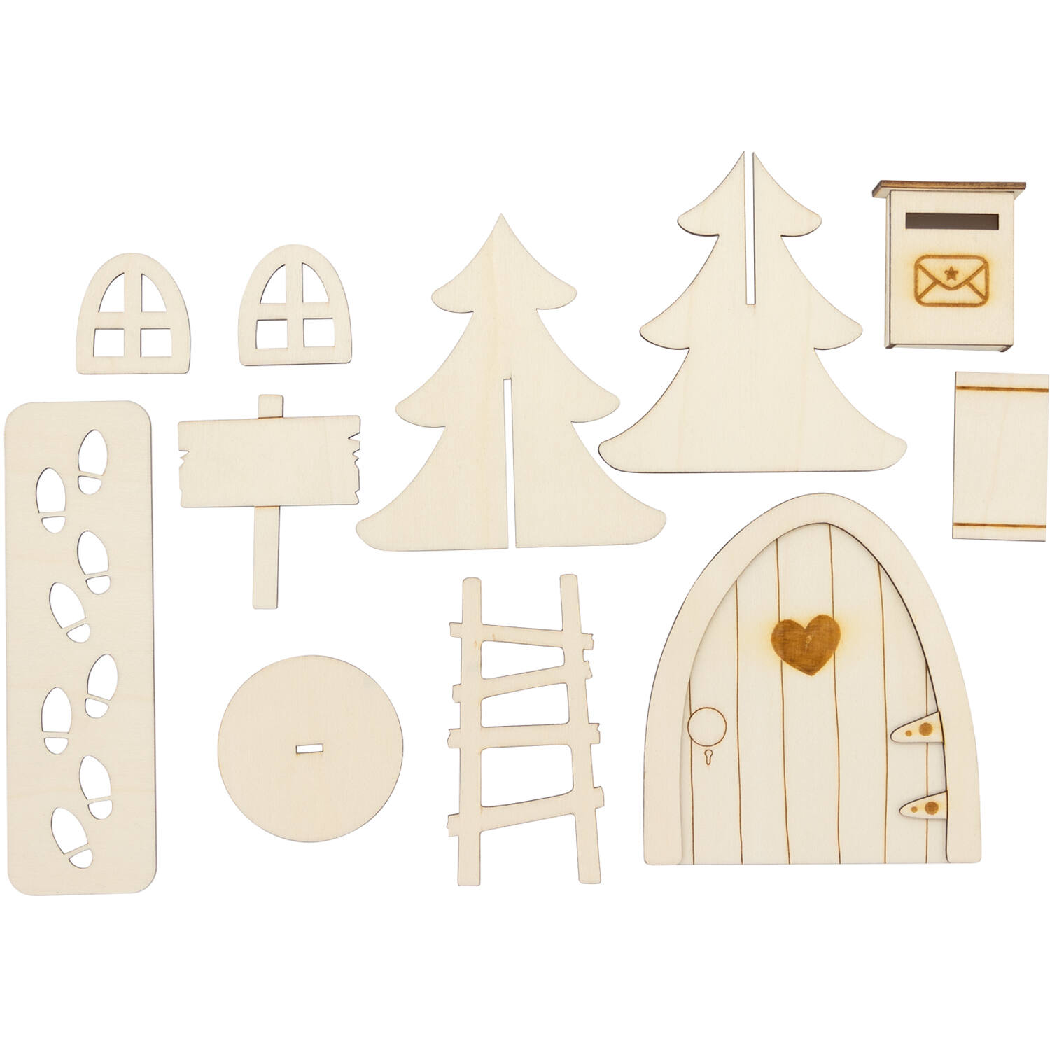 Elf Door Set Winter Woodland Wood