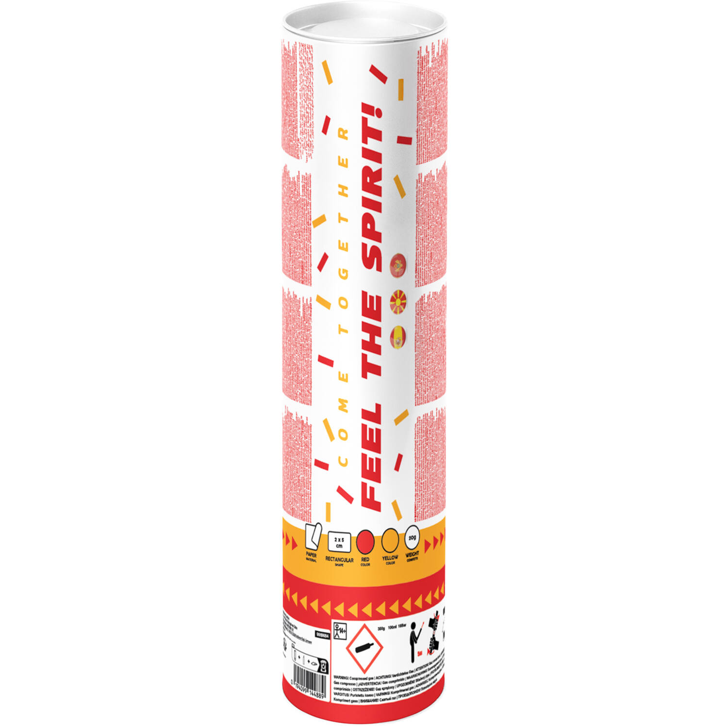 Confetti Cannon paper rectangular red/yellow