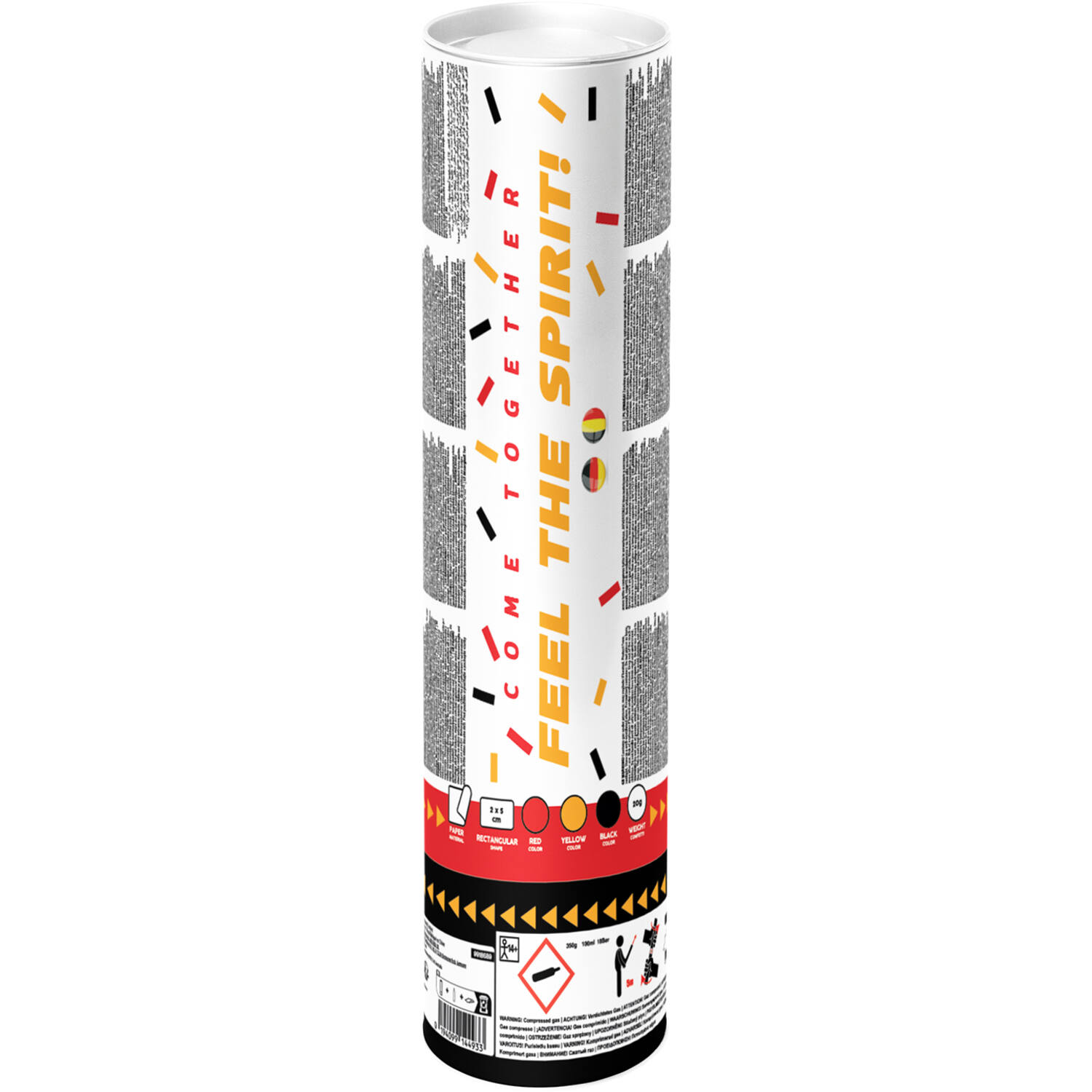 Confetti Cannon paper rectangular black/red/yellow