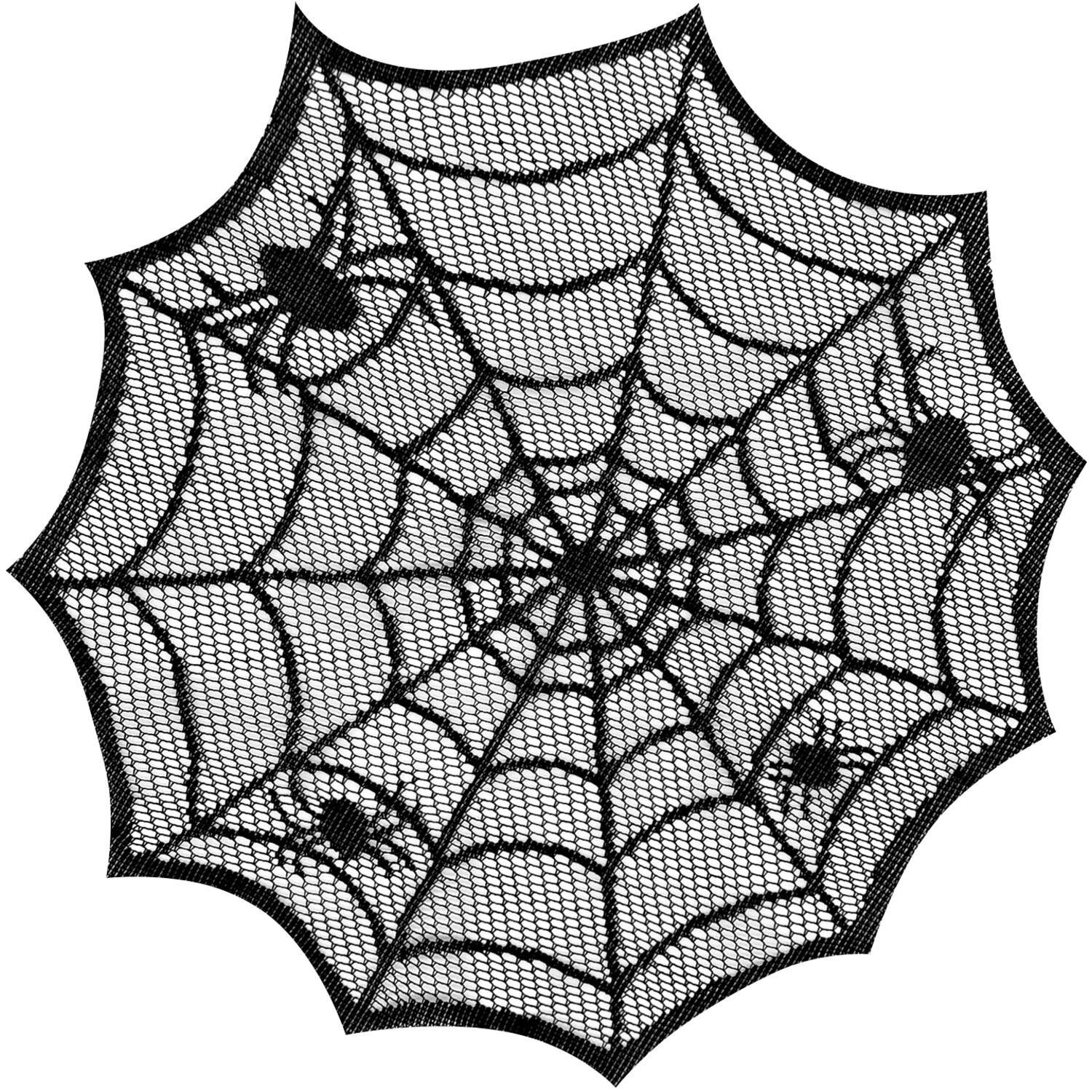 4 Spiderweb Placemats Round Lace 31 x 31 cm