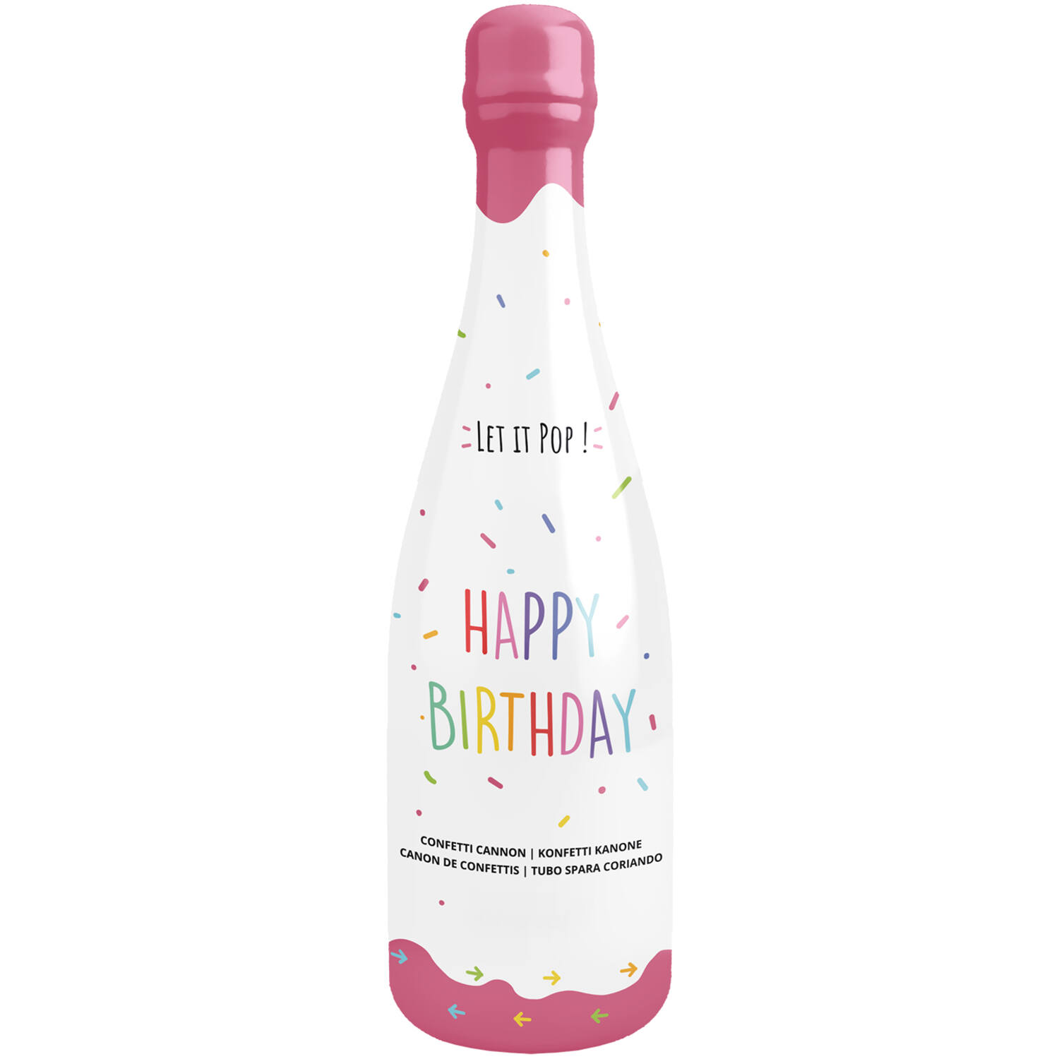 Confetti Bottle Multicolor Rectangular Paper 32cm Pink Bottle