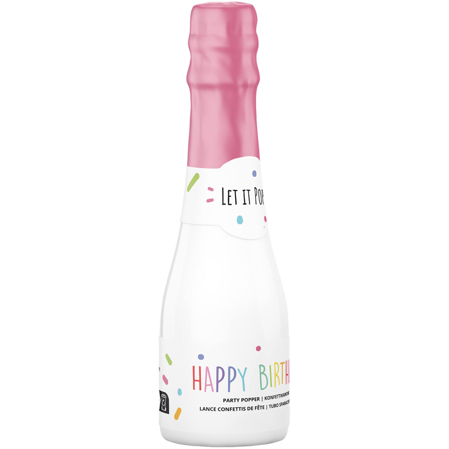 Confetti Popper Bottle Multicolor Round Paper 16cm Pink Bottle