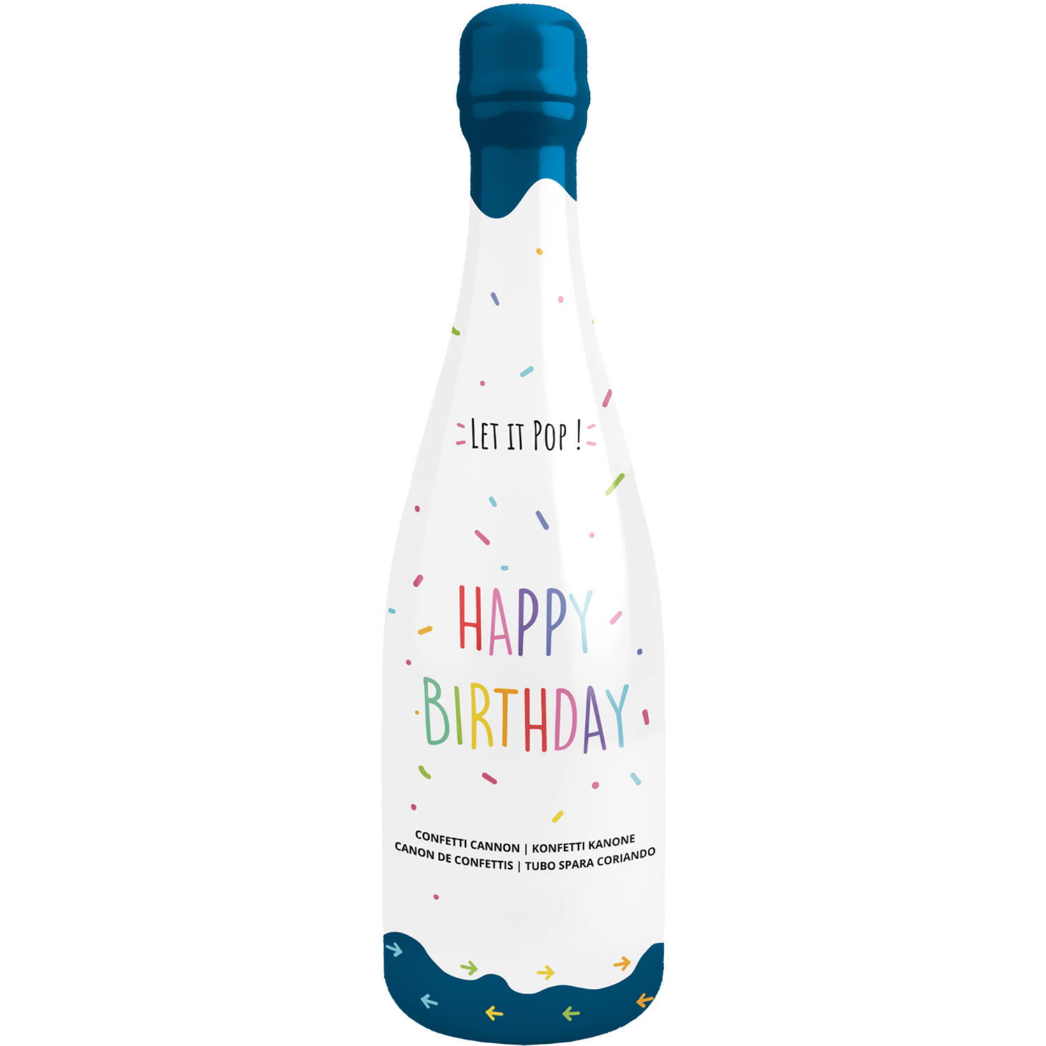 Confetti Bottle Multicolor Rectangular Paper 32cm Blue Bottle