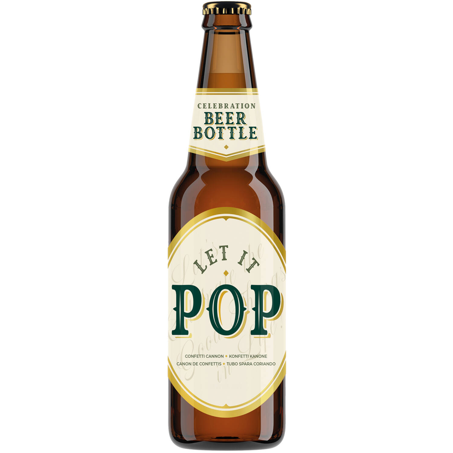 Confetti Popper Beer Bottle Gold Rectangular Foil 23cm