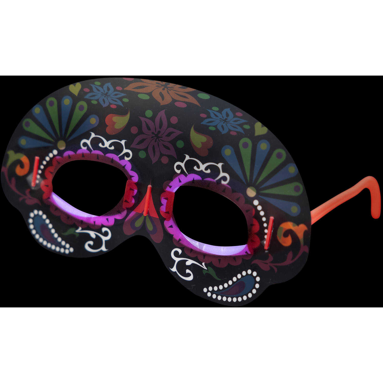 Glow Stick Mask Black Ornamental Plastic 19 x 11 cm