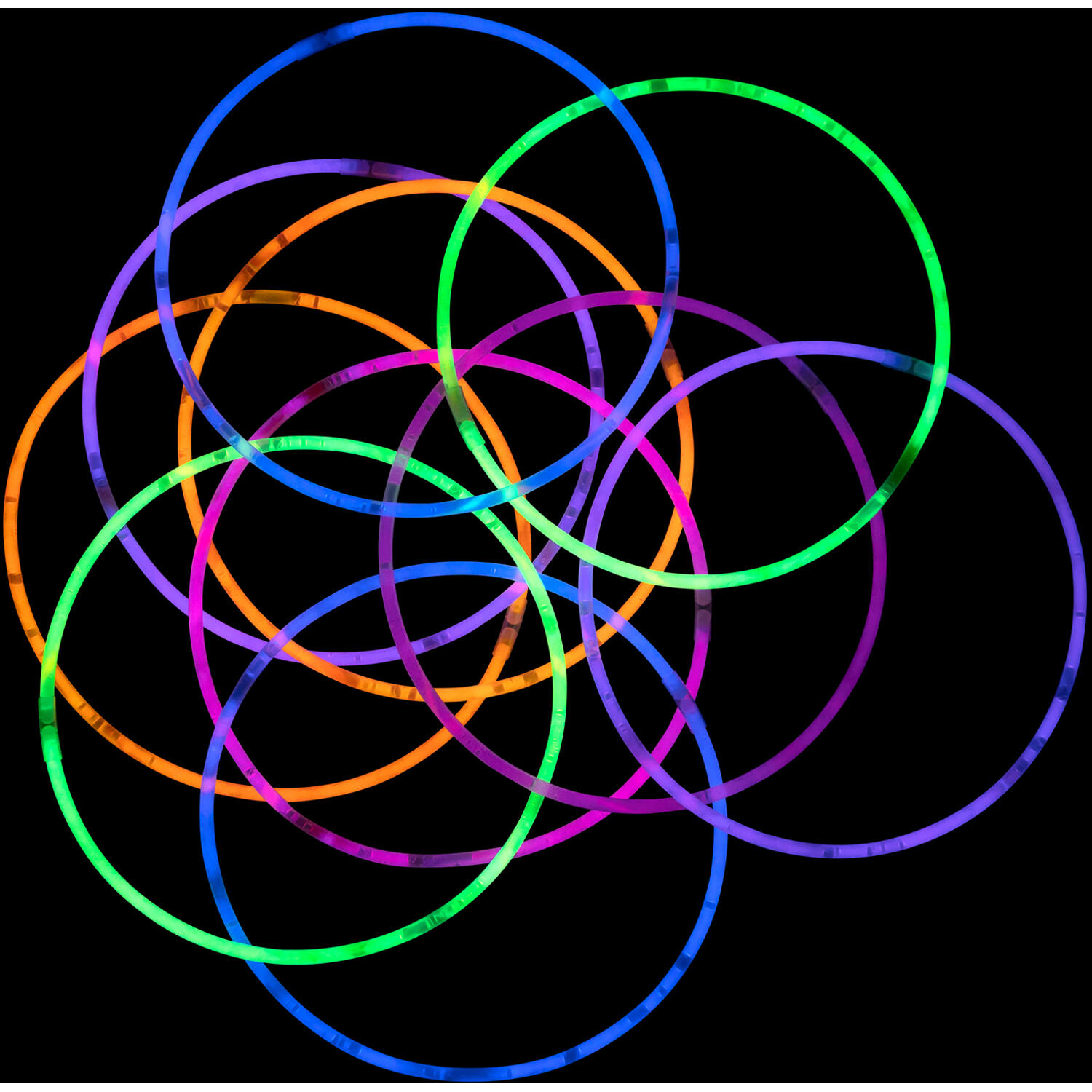 10 Glow Necklaces Assorted Plastic 56 cm
