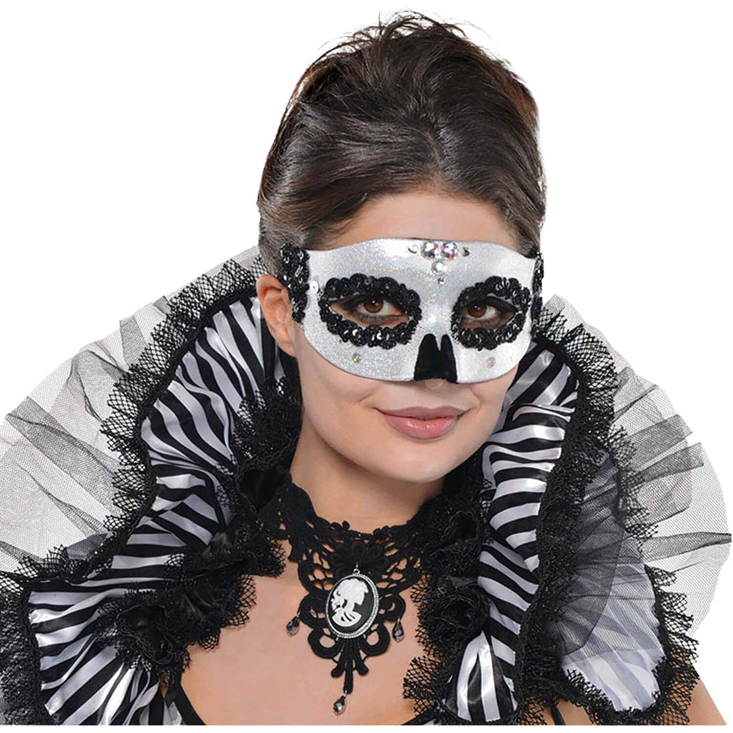 Mask Venetian Skull Black & Bone One Size