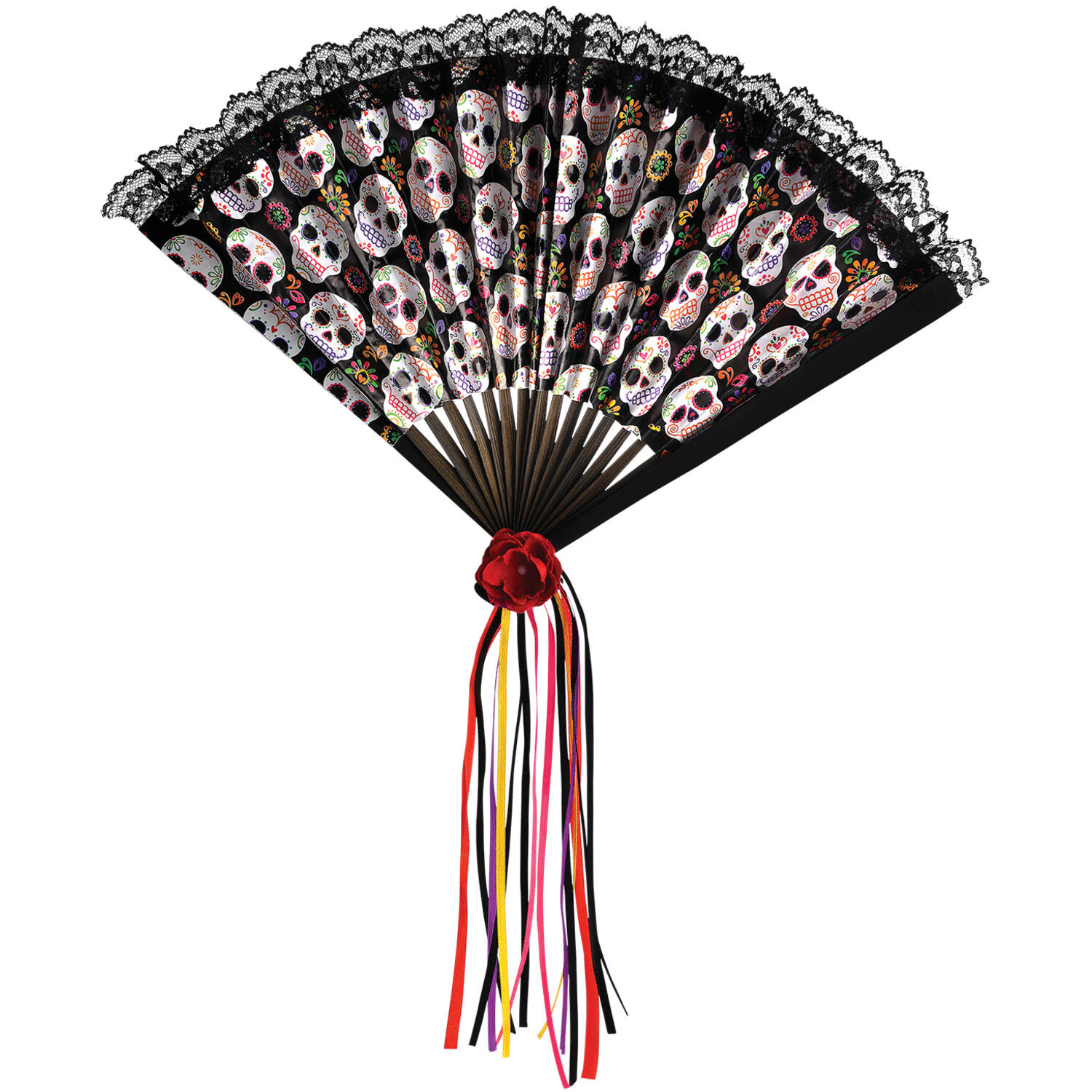 Costume Accessory Fan Day of the Dead 24 x 42 cm
