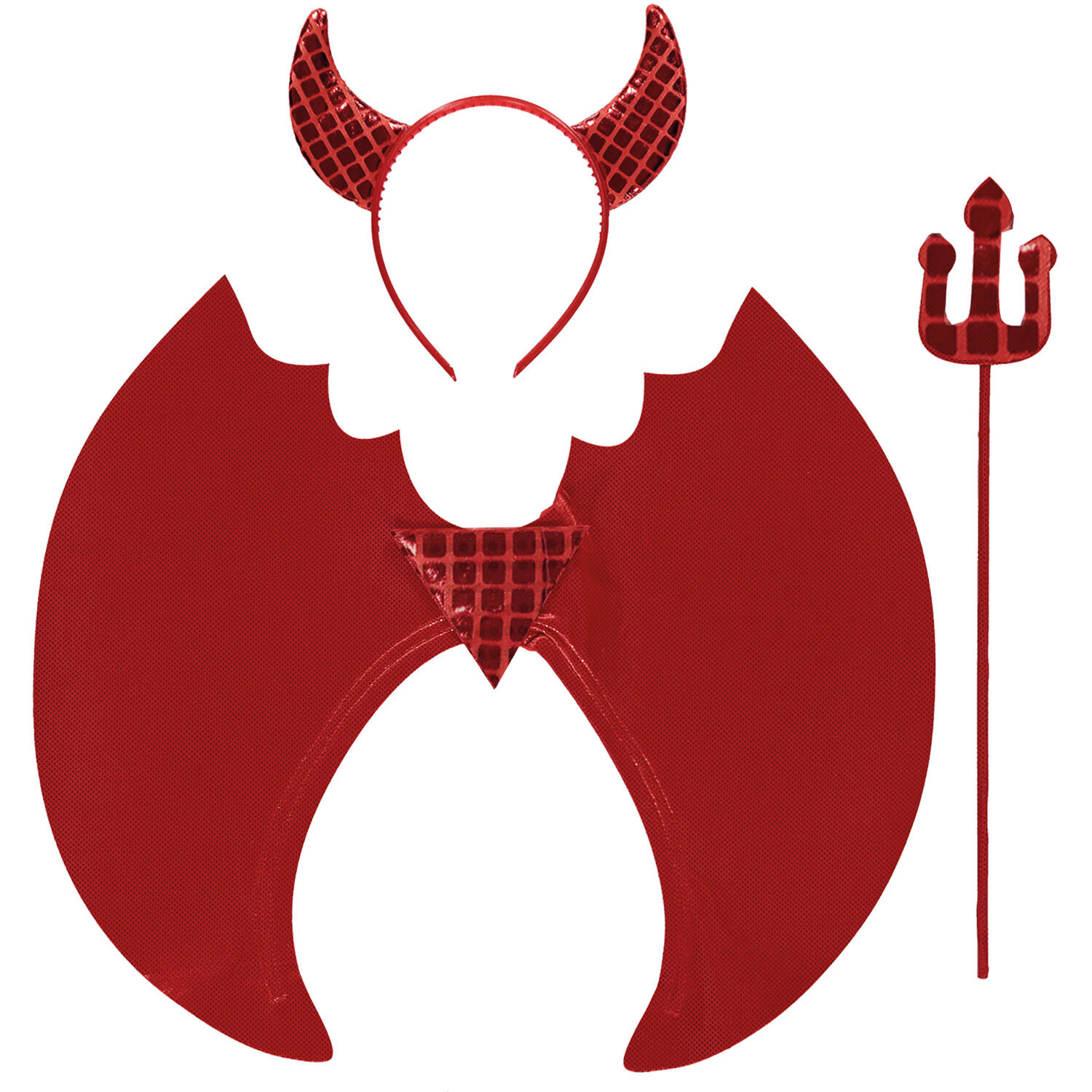 Adults Accessory Kit Foil Devil Wings with Headband and Trident  Onesize
