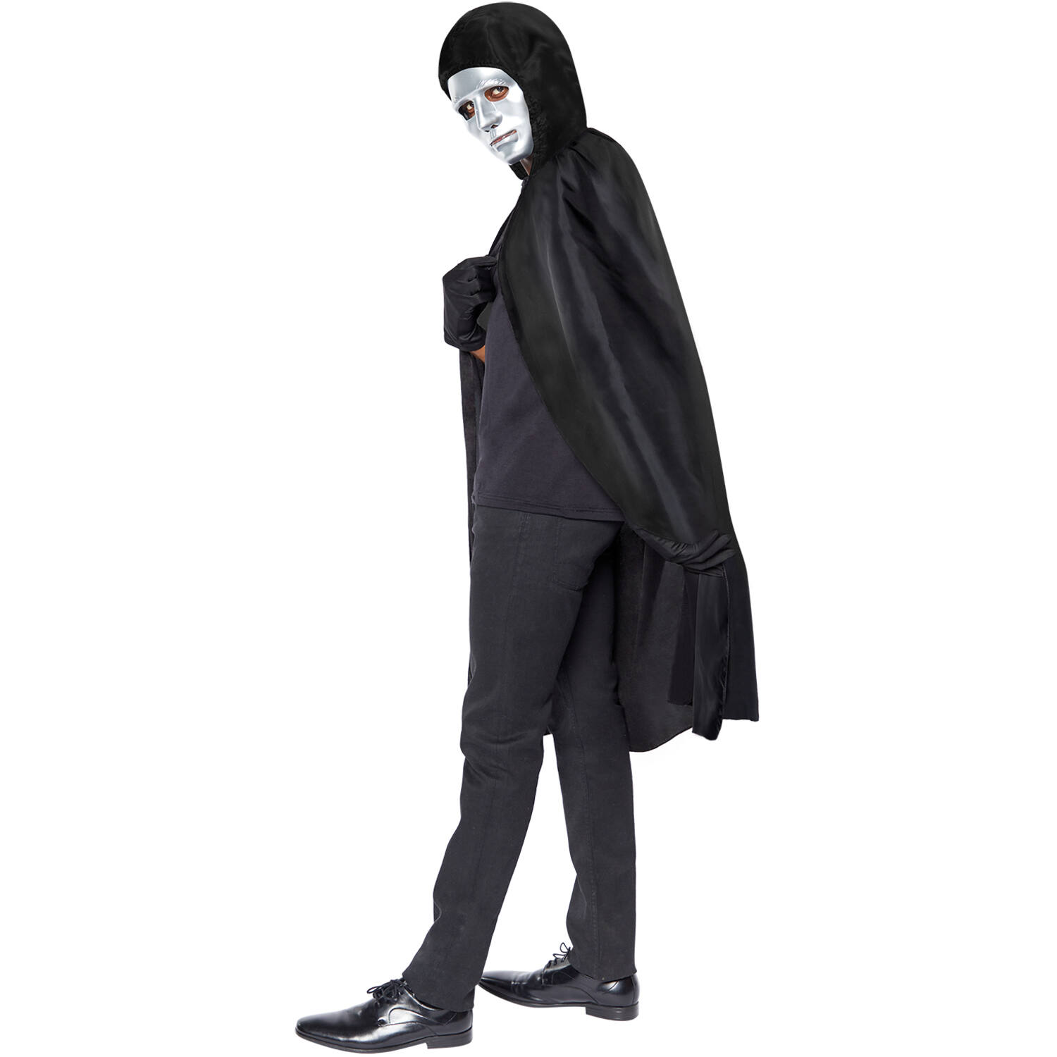 Costume Accessory Black Hooded Cape One size