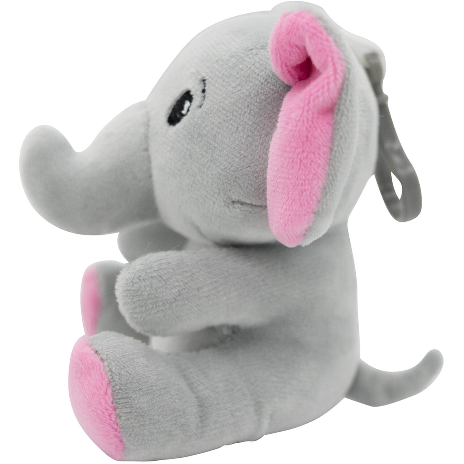 2-in-1 plush toy balloon weight elephant with pink ears, with hook, 11cm, 90g