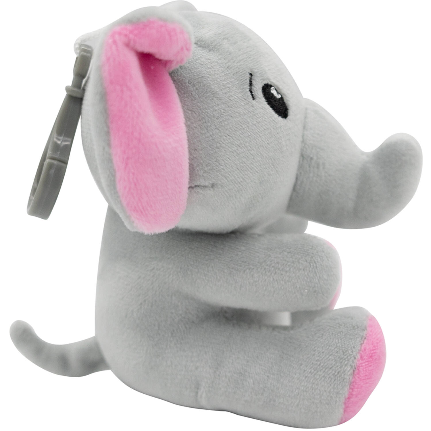 2-in-1 plush toy balloon weight elephant with pink ears, with hook, 11cm, 90g
