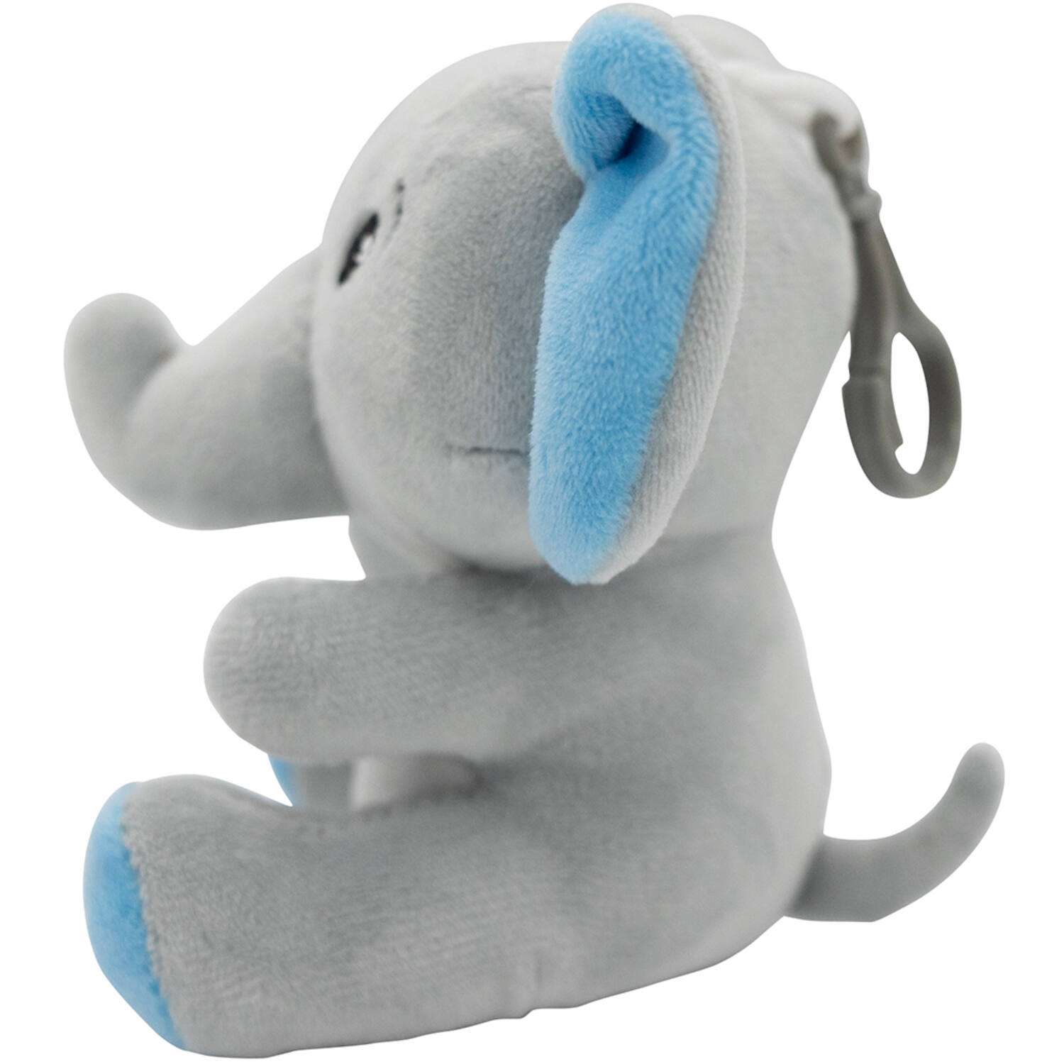 2-in-1 plush toy balloon weight elephant with blue ears, with hook, 11cm, 90g