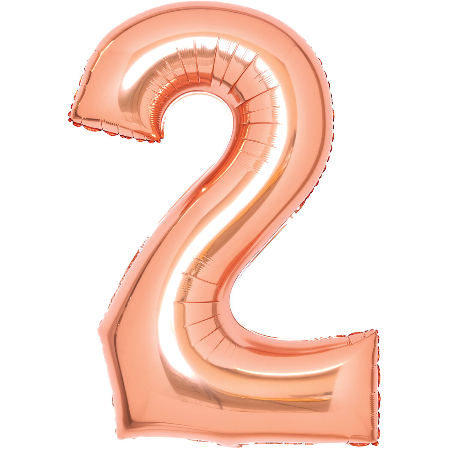 Medium Number 2 Rose Gold Foil Balloon N26 Packaged 26IN 70 cm x 51 cm
