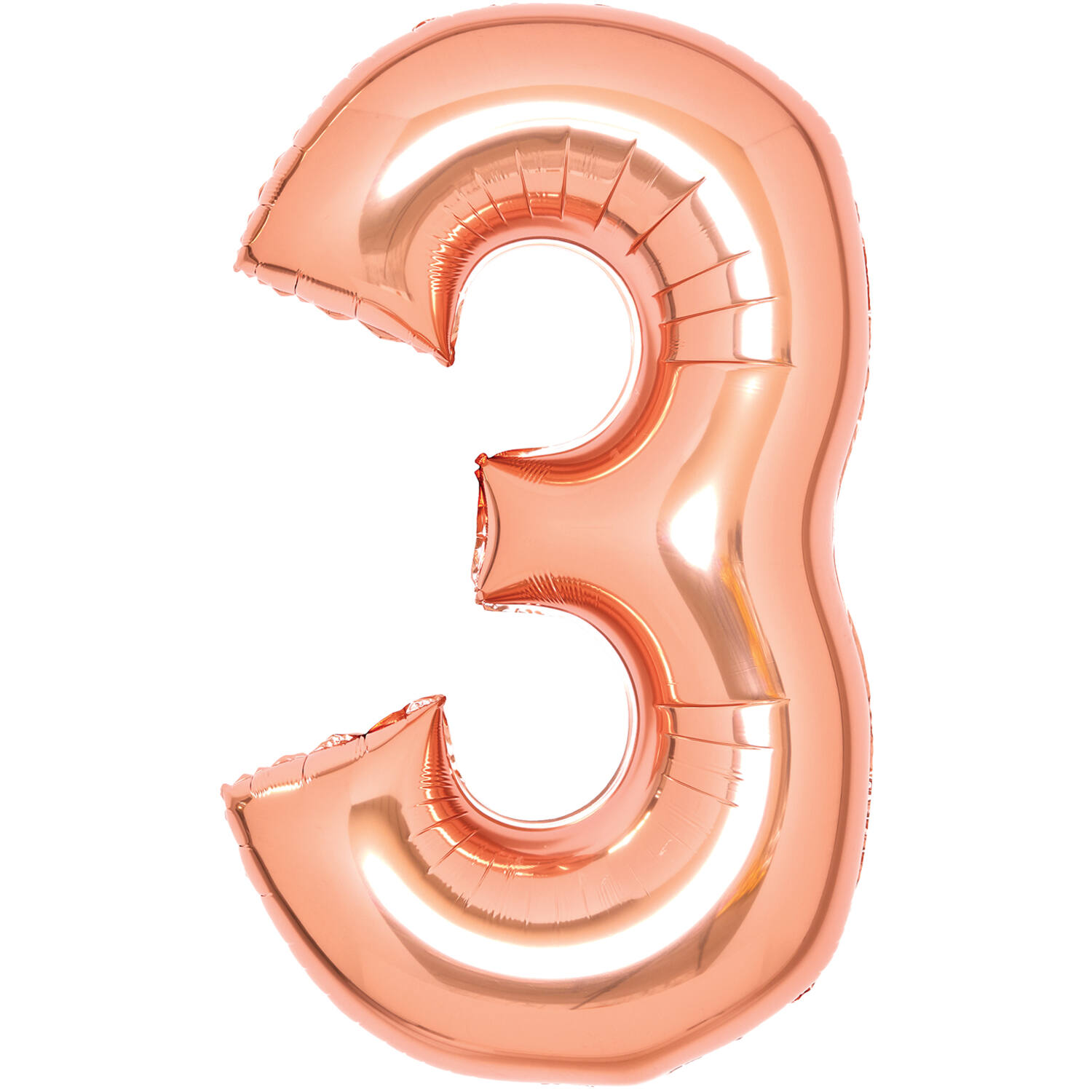 Medium Number 3 Rose Gold Foil Balloon N26 Packaged 26IN 70 cm x 50 cm