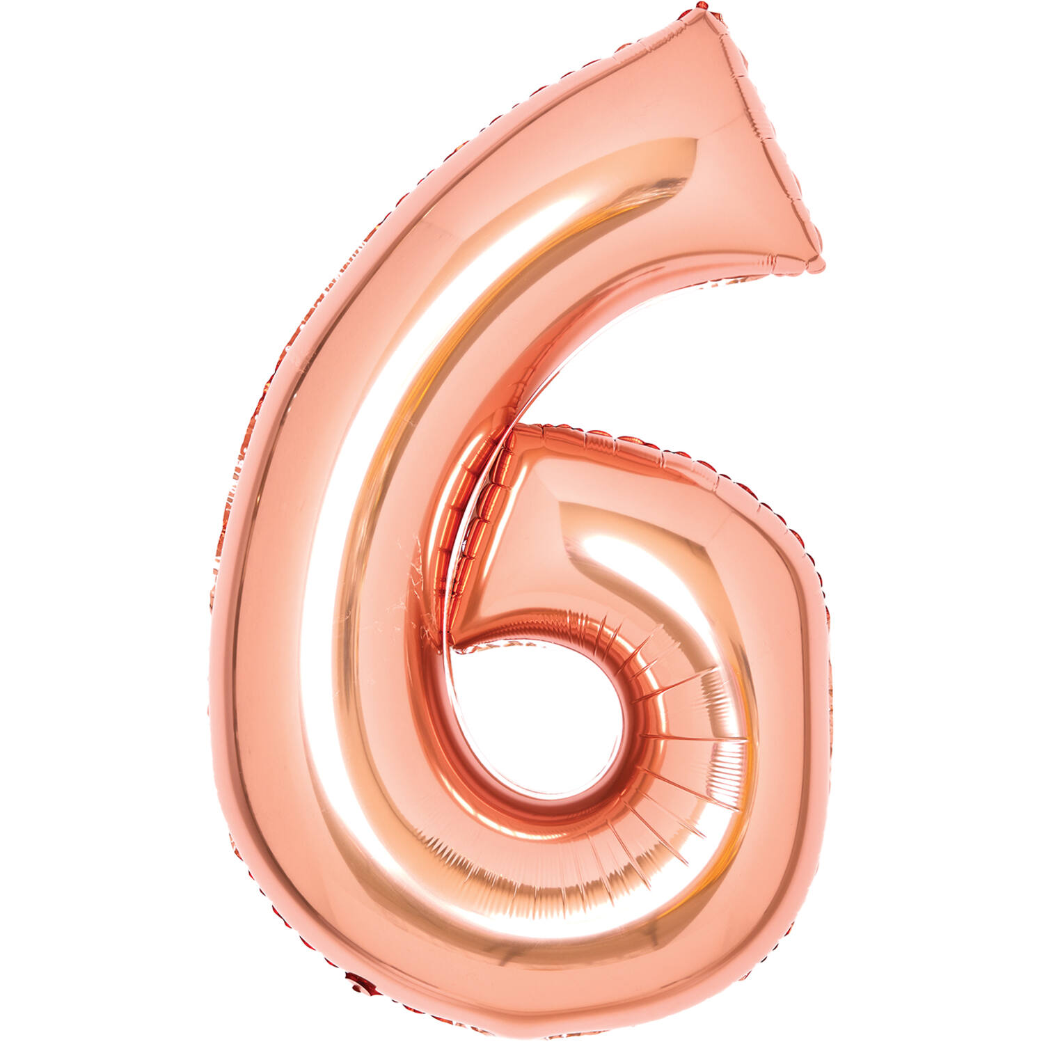 Medium Number 6 Rose Gold Foil Balloon N26 Packaged 26IN 74 cm x 46 cm