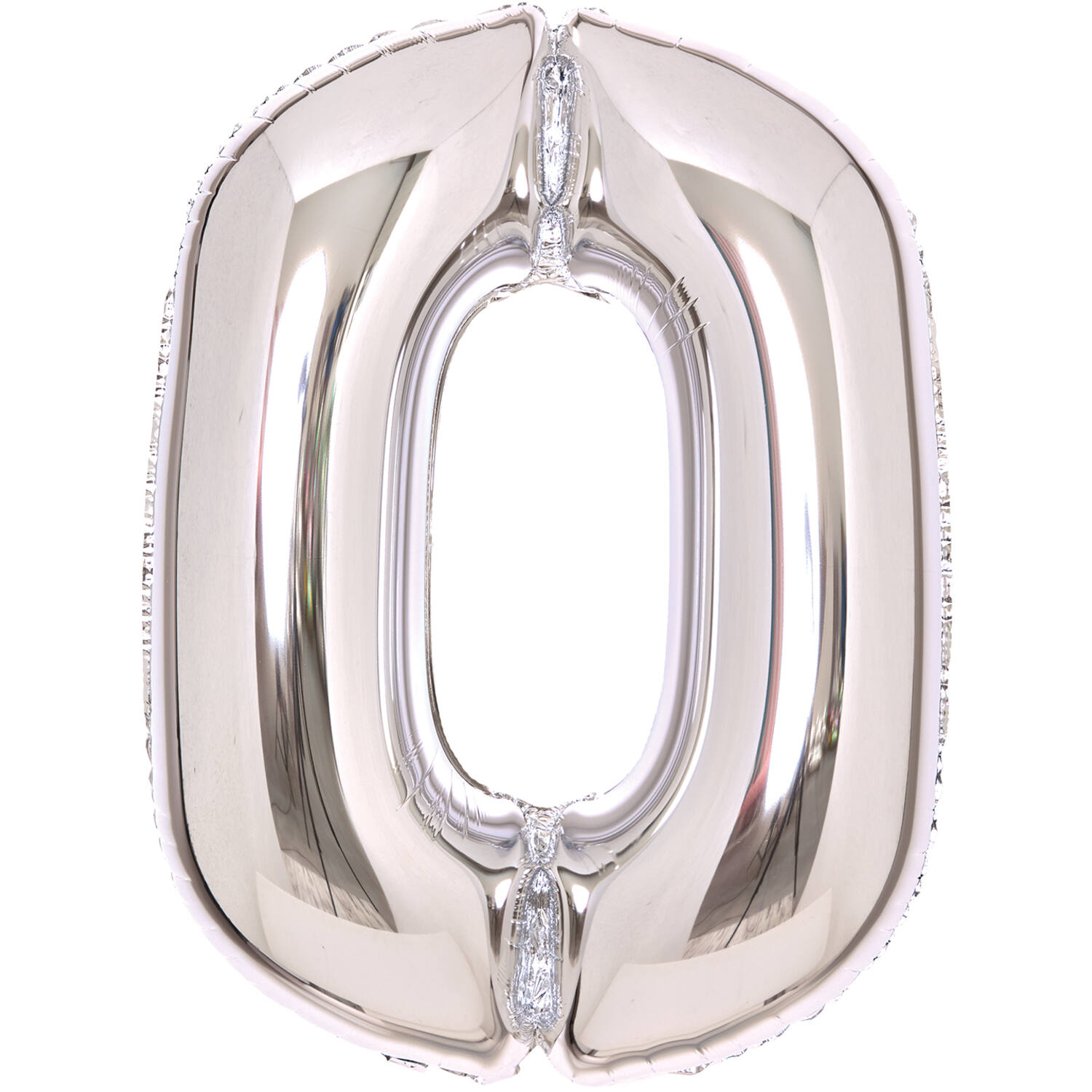 Medium Number 0 Silver Foil Balloon N26 Packaged 26IN 67 cm x 47 cm
