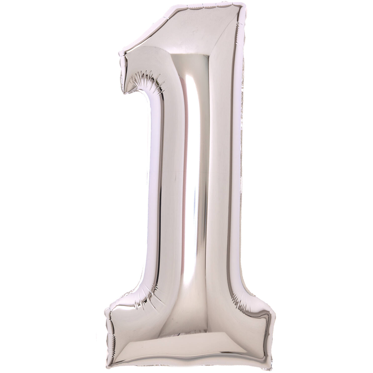 Medium Number 1 Silver Foil Balloon N26 Packaged 26IN 65 cm x 35 cm