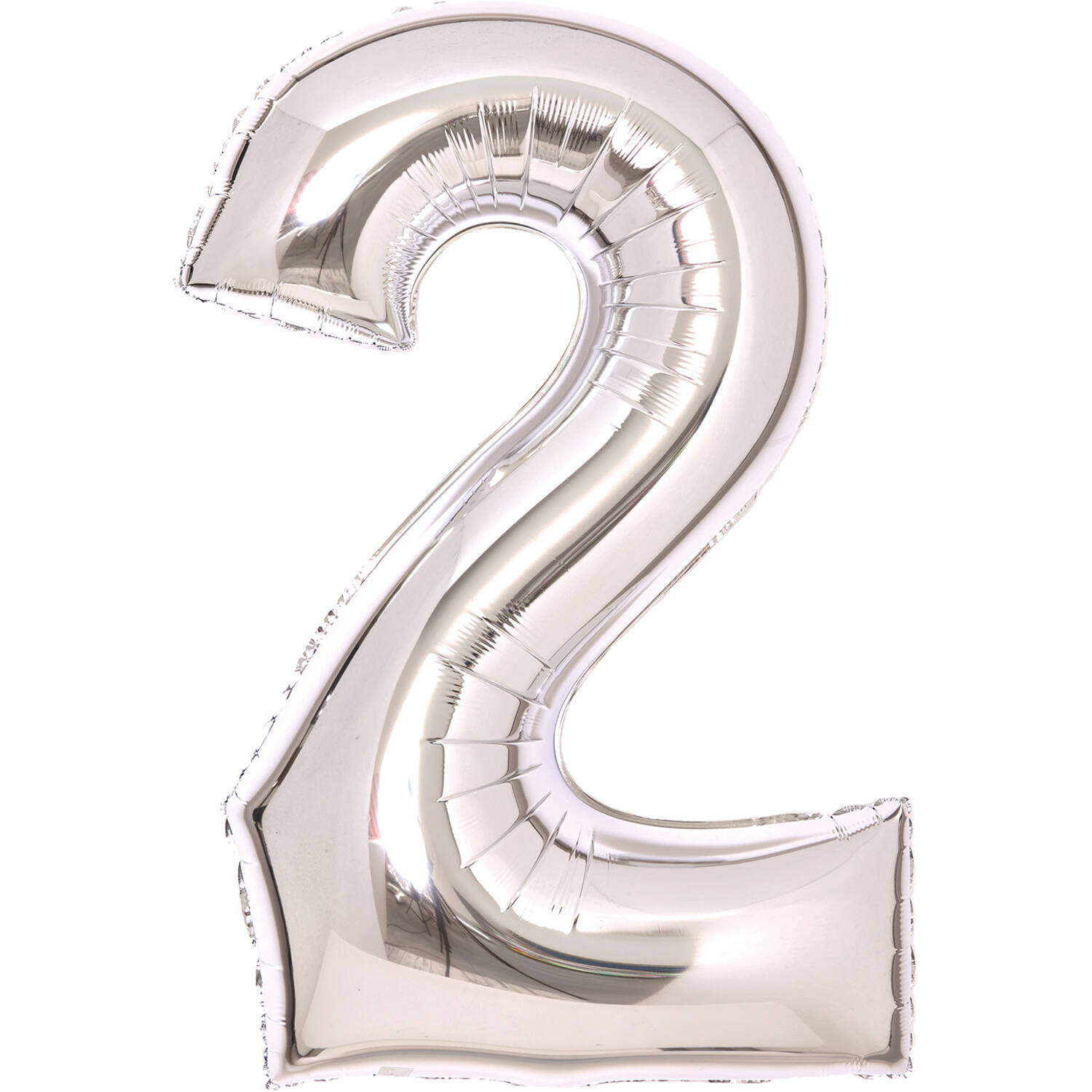 Medium Number 2 Silver Foil Balloon N26 Packaged 26IN 70 cm x 51 cm